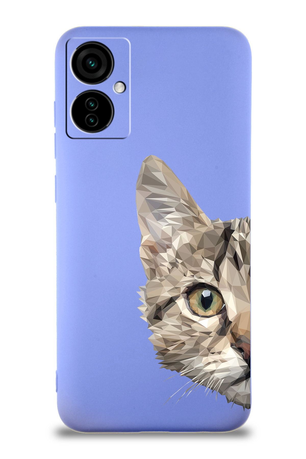 PrintiFy Tecno Camon 19 Neo ile Uyumlu Catface Tasarımlı Lila Lansman Kılıf