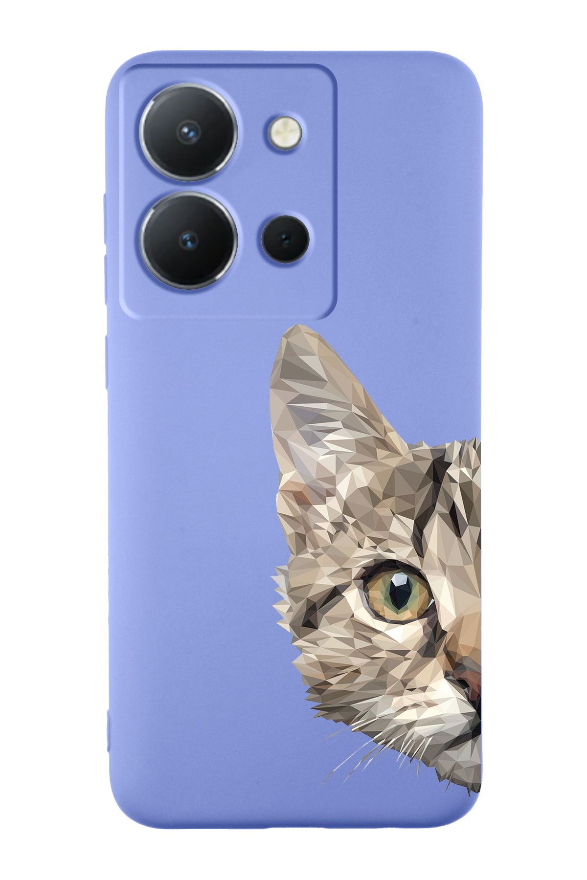 PrintiFy Vivo Y36 ile Uyumlu Catface Tasarımlı Lila Lansman Kılıf