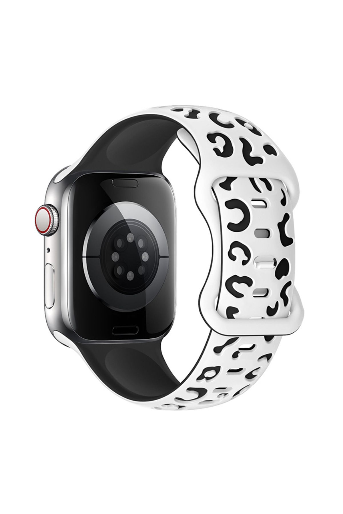 Nextron Apple Watch 42-44-45-49 Watch 10 46mm Ultra Uyumlu Leopar Desenli Yüksek Kaliteli Silikon Kordon