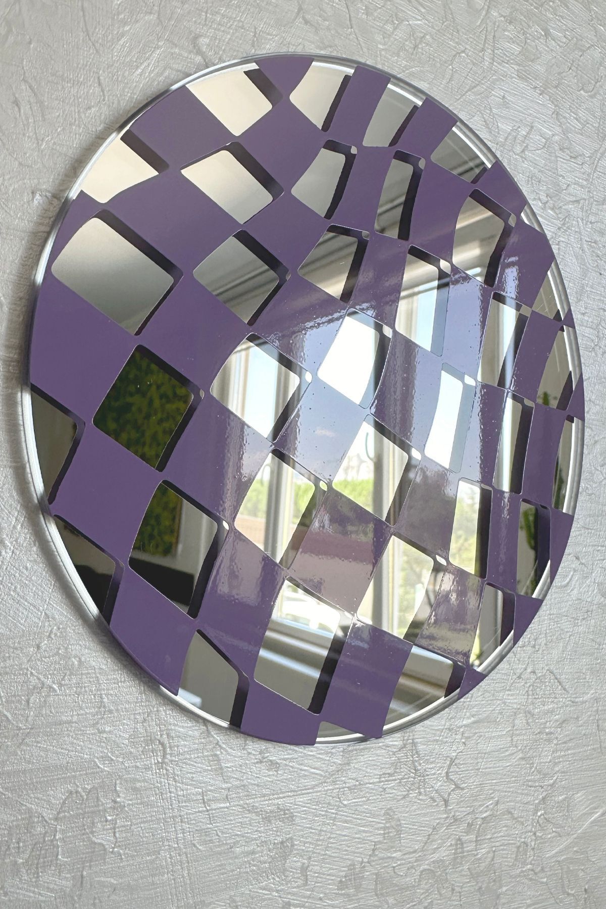 Echo Deco Square Printed Round Decorative Mirror Purple Color 15*15