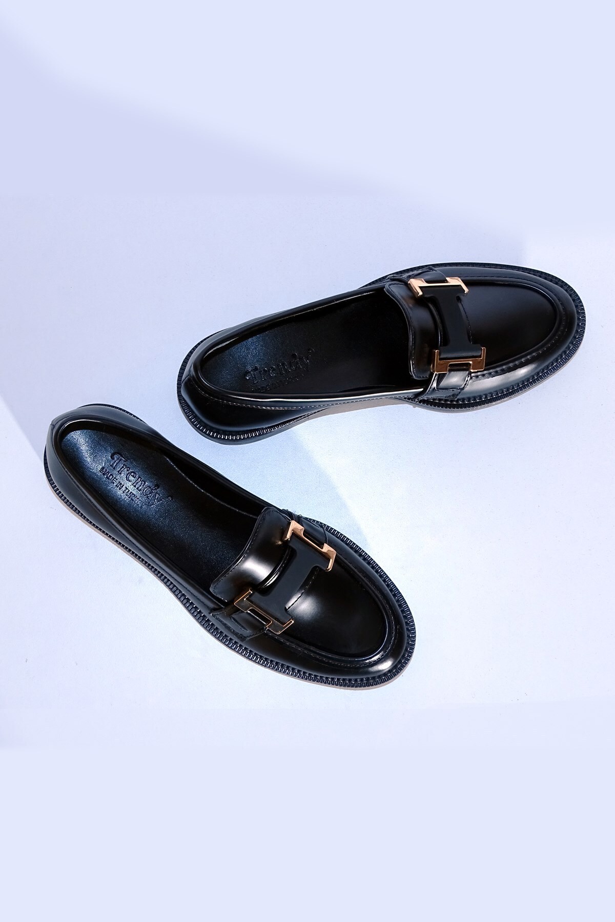 LETAO-Γυναικεία μαύρα χρυσά παπούτσια Oxford Casual Loafer Moccasin 1