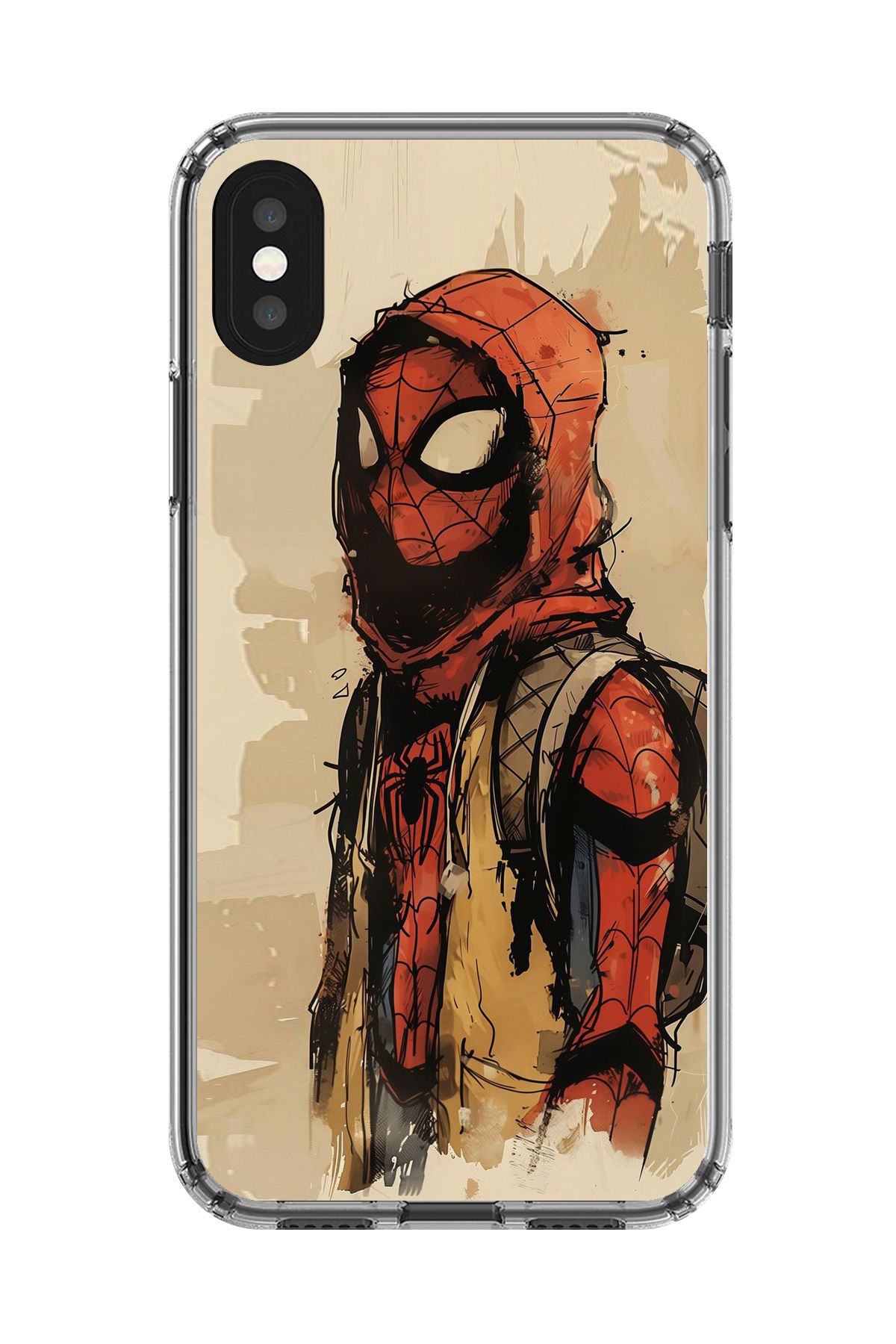 Dali Design iPhone X Uyumlu Şeffaf Kılıf Spider-Man Tablo Tasarımlı