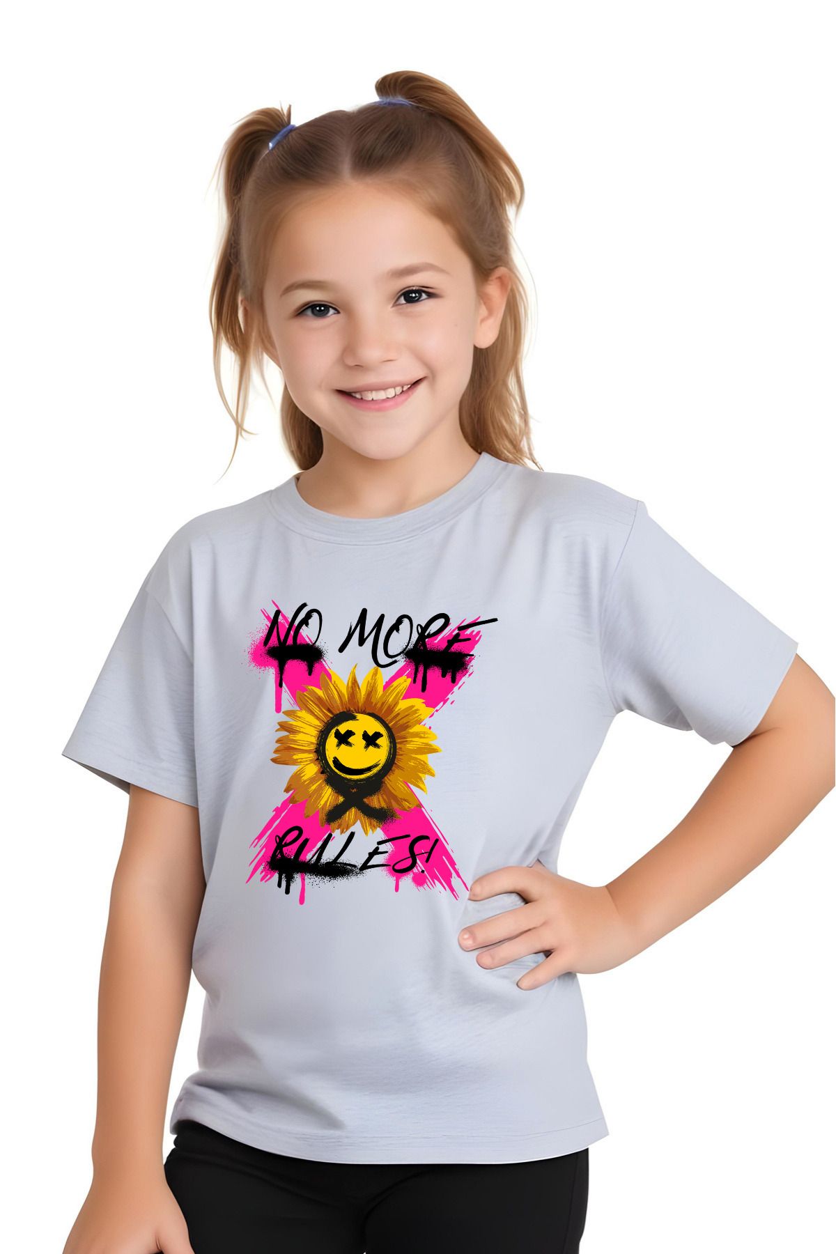 FYK COLLECTİON-Pachet de 5 tricouri pentru fete - No More Emoji, imprimeu Cool Worry 4