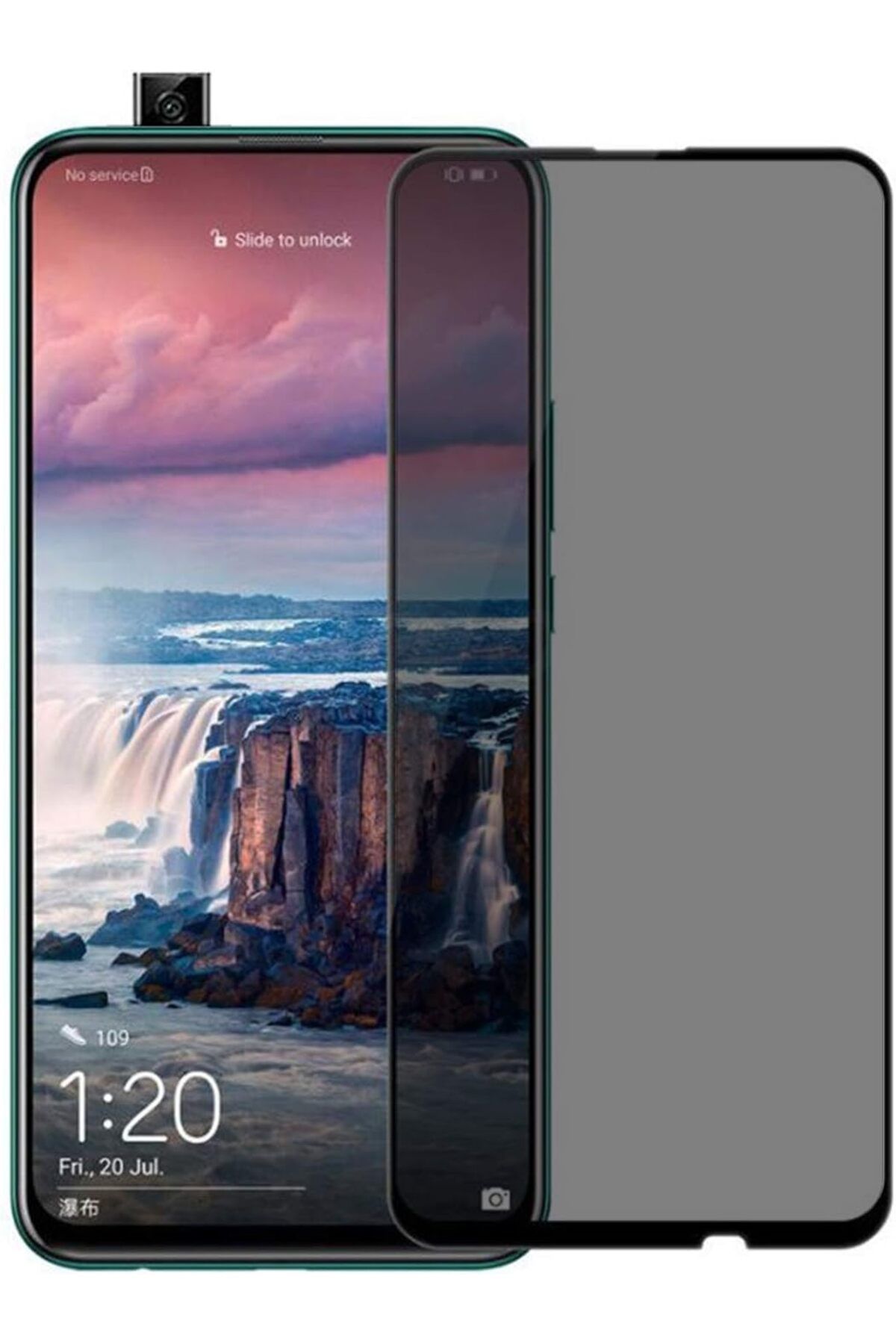 yenibagshop Huawei P Smart Z Privacy 5D Gizlilik Filtreli Cam Ekran Koruyucu Siyah