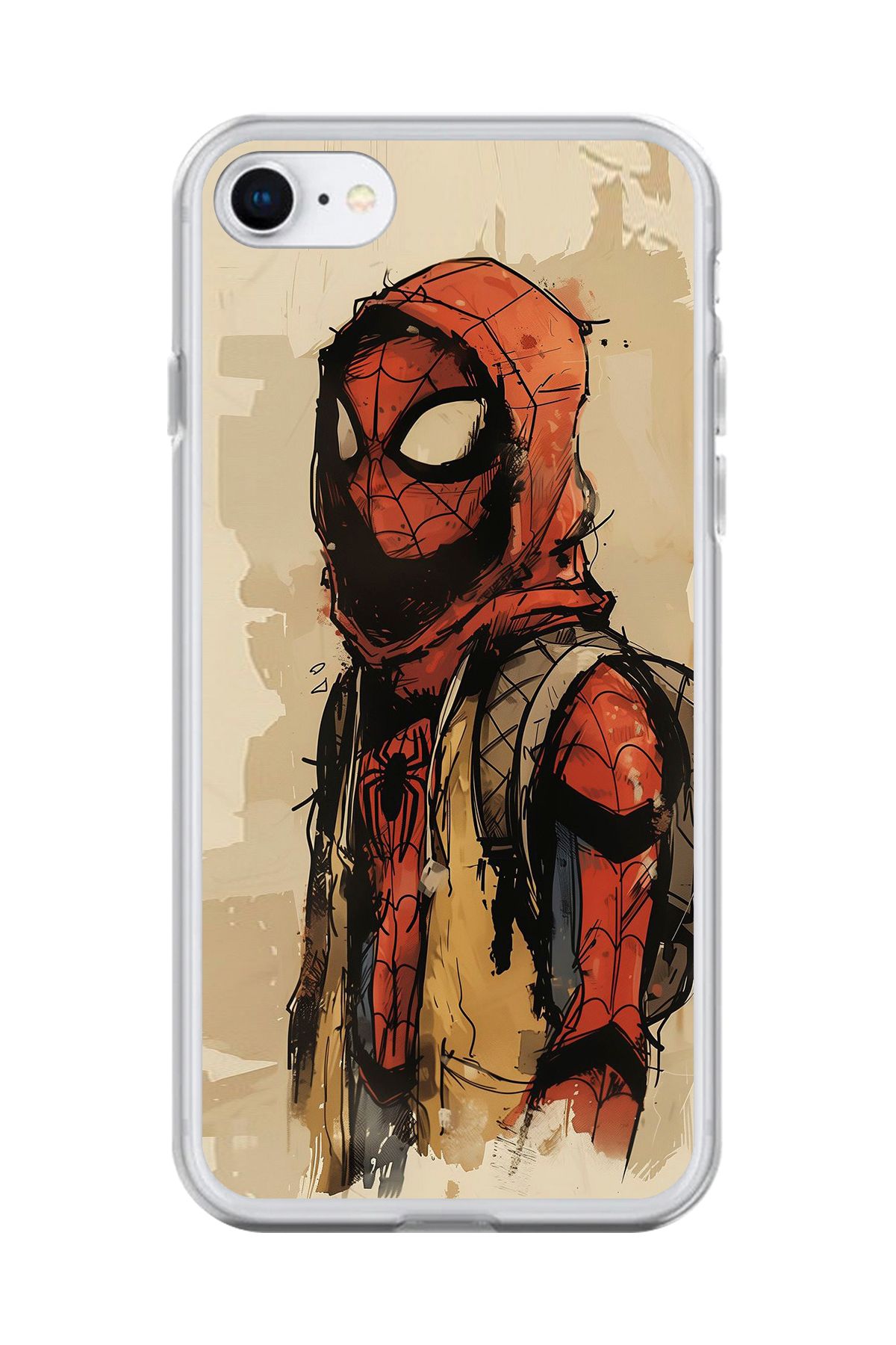 Dali Design iPhone 7 Uyumlu Şeffaf Kılıf Spider-Man Tablo Tasarımlı