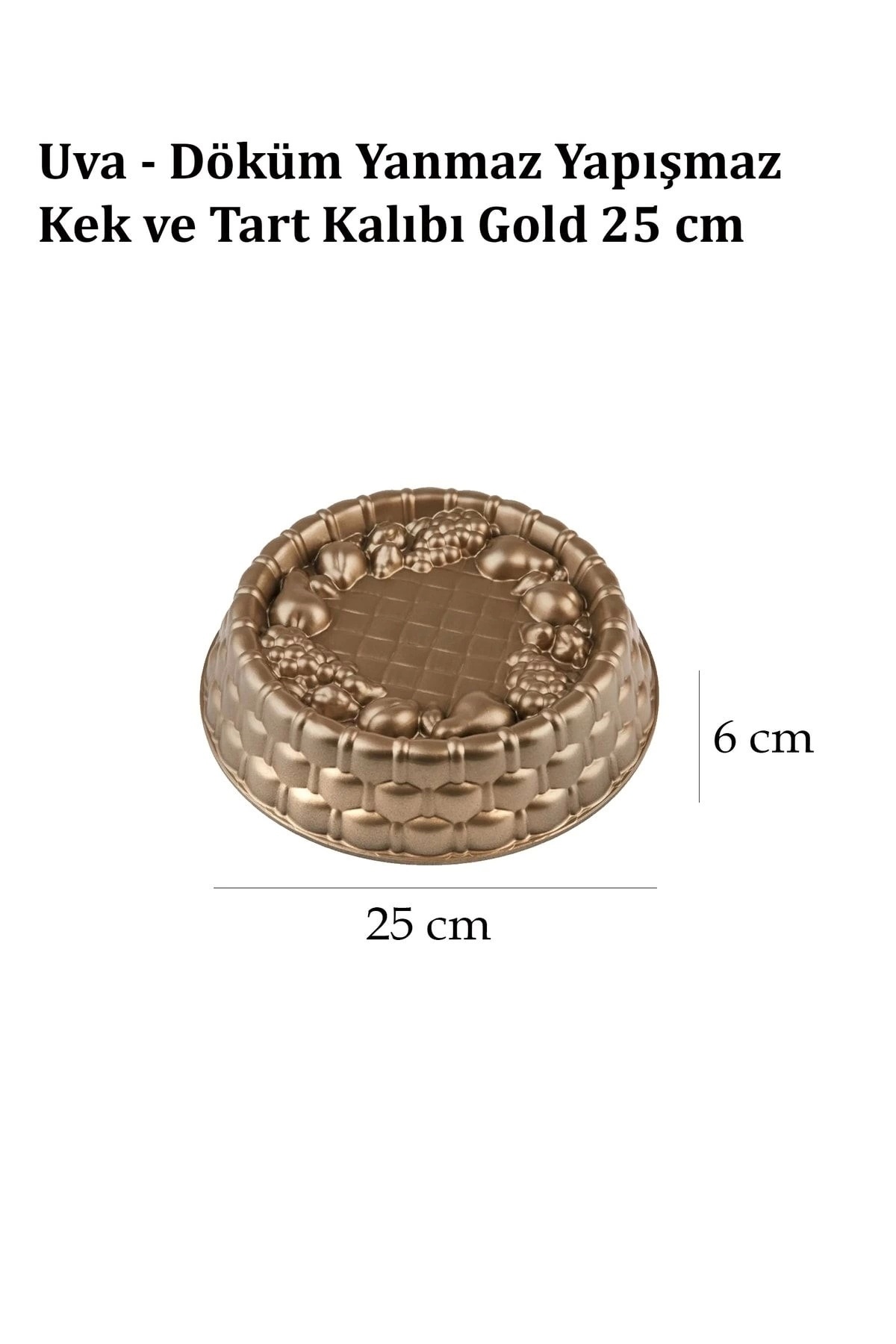 AVANTAGE HOME-Uva - Cast Fireproof Non-Stick Cake and Tart Mold Gold 25 Cm 5