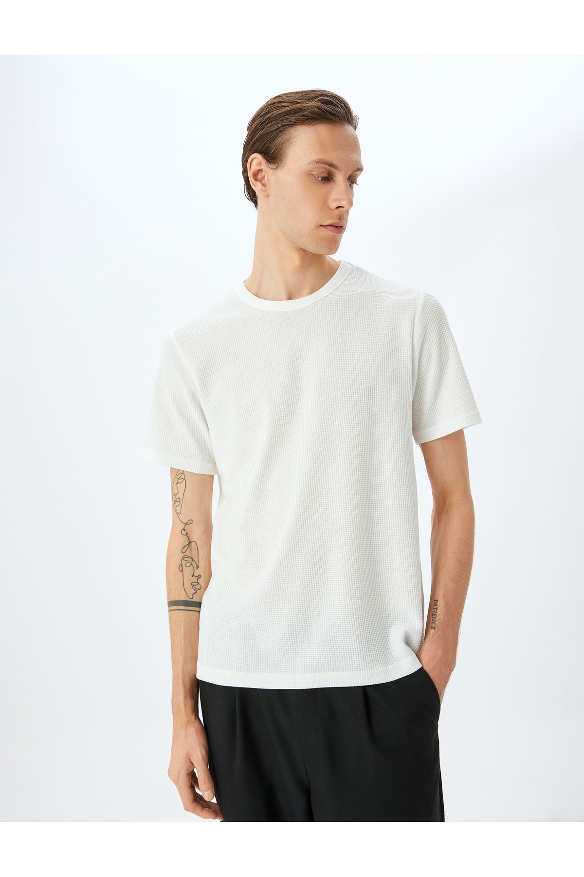 Koton-New Season Short Sleeve Regular Fit Label Detailed Waffle Textured Cotton Blend Bicycle 3
