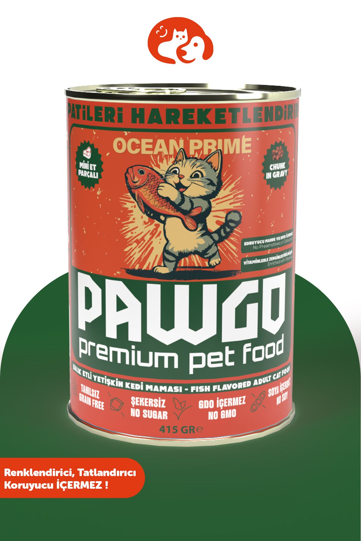 PAWGO Ocean Prime | Balıklı | Premium | Yetişkin | Mini Parça Etli | Kedi Yaş Mama | 415g