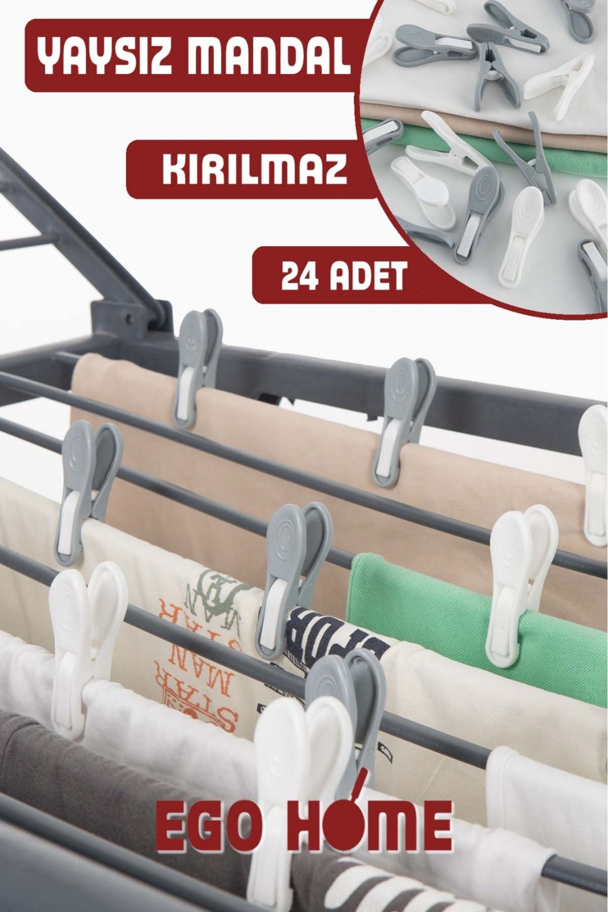 ego home 24 Adet Yaysız Mandal Modern Iz Yapmaz Kırılmaz Yaysız Çamaşır İpi Mandalı Süper Güçlü Iz Yapmaz