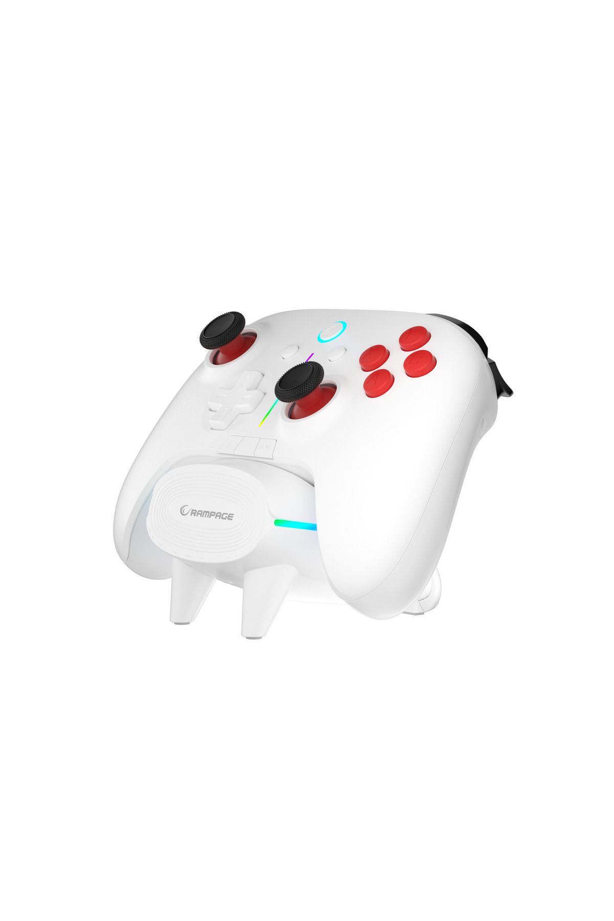 Rampage HYDRA PRO Beyaz BT + 2.4 GHz Şarj İstasyonlu PC Gamepad RGB Joypad