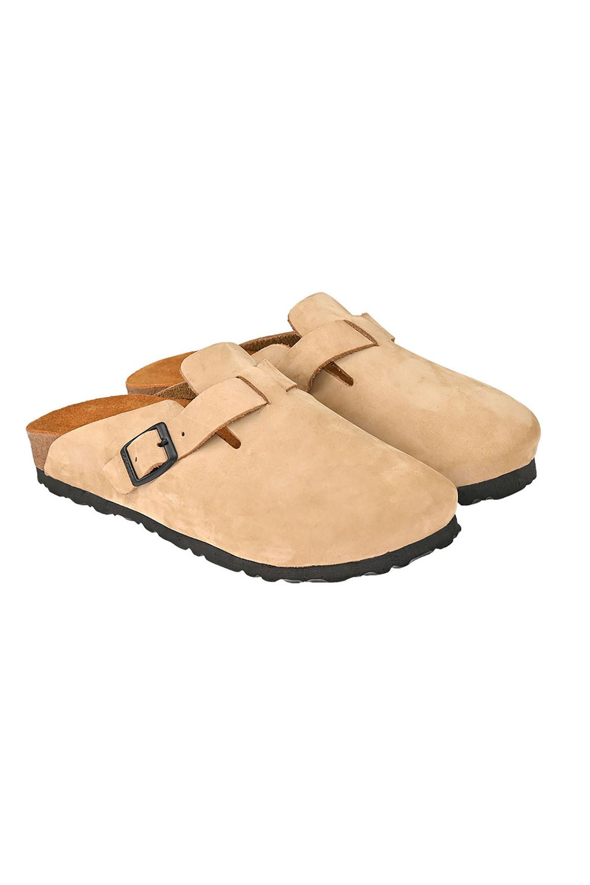 Moosefield-Papuci Boston Clog pentru femei din piele naturală bej 5