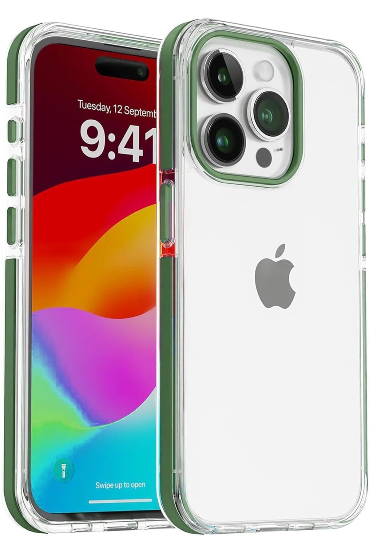 STOREMAX htpshopmx İphone 15 Pro Max için DropCover Serisi Arkası Sert Şeffaf Kenarları Darbe Önleyici