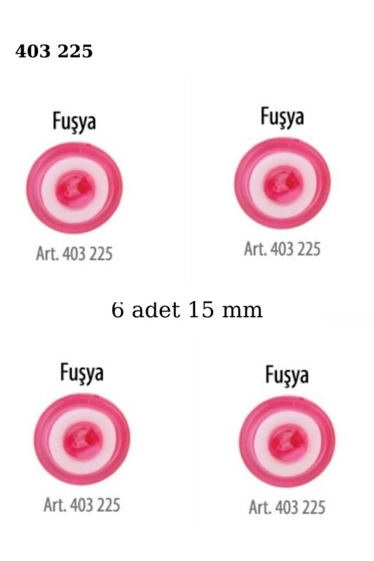 ÖZ-EL AŞ Fuşya Renk 6 Adet Beyaz Şeritli 15 mm Bebek Düğme, Bebek Kazak, Yelek, Gömlek Düğmesi 403 225