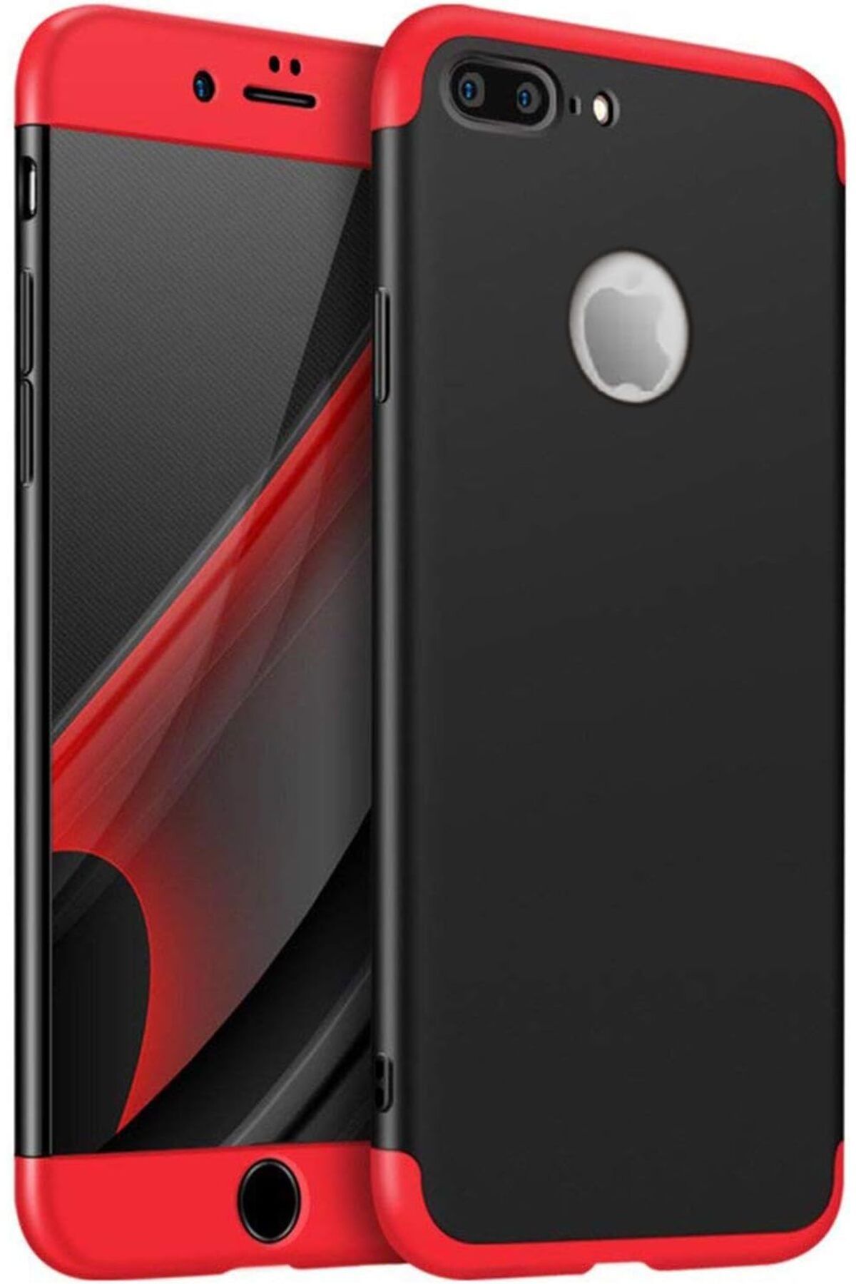 STOREMAX lbstorex iPhone 8 Plus için Kılıf Double Dip 360 Protective Siyah Kırmızı [iPhone 8 Plus ile U
