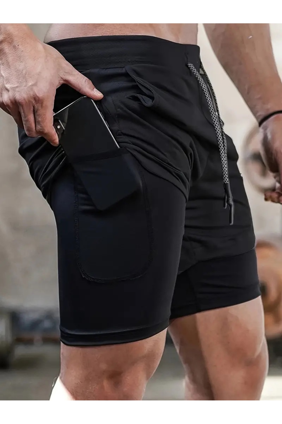 شورت رياضي رجالي سريع الجفاف قطعتين - طبقة مزدوجة،...