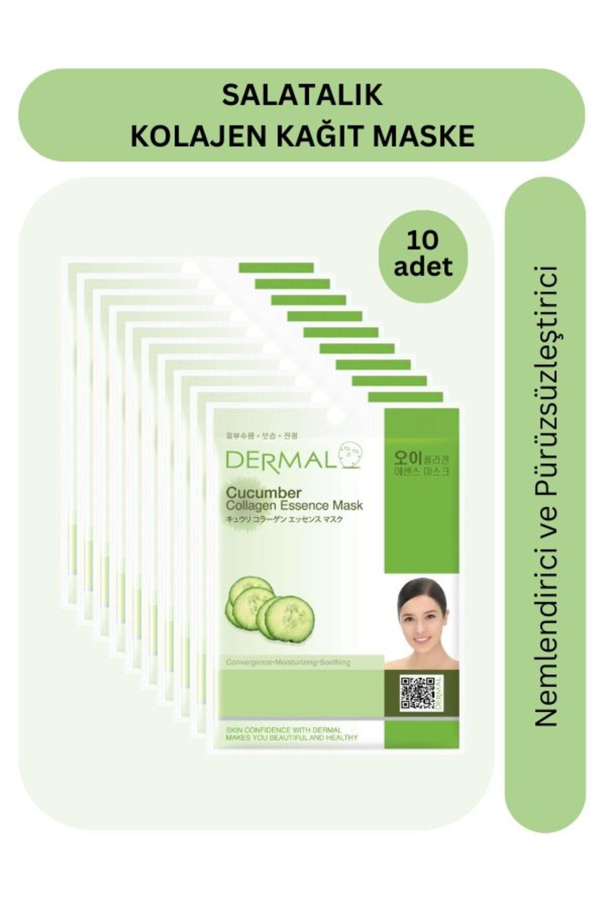 Dermal-Moisturizing and Smoothing Cucumber Extract Collagen Mask 23 Gr X10 Pieces 5