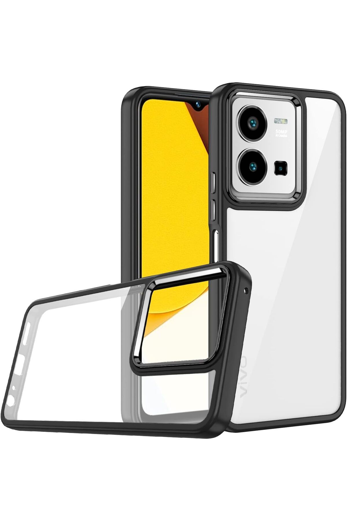 STOREMAX lvnmblya Vivo Y35 Kılıf Renkli Kenar Arkası Şeffaf Flora Silikon Shop Deesing 224120
