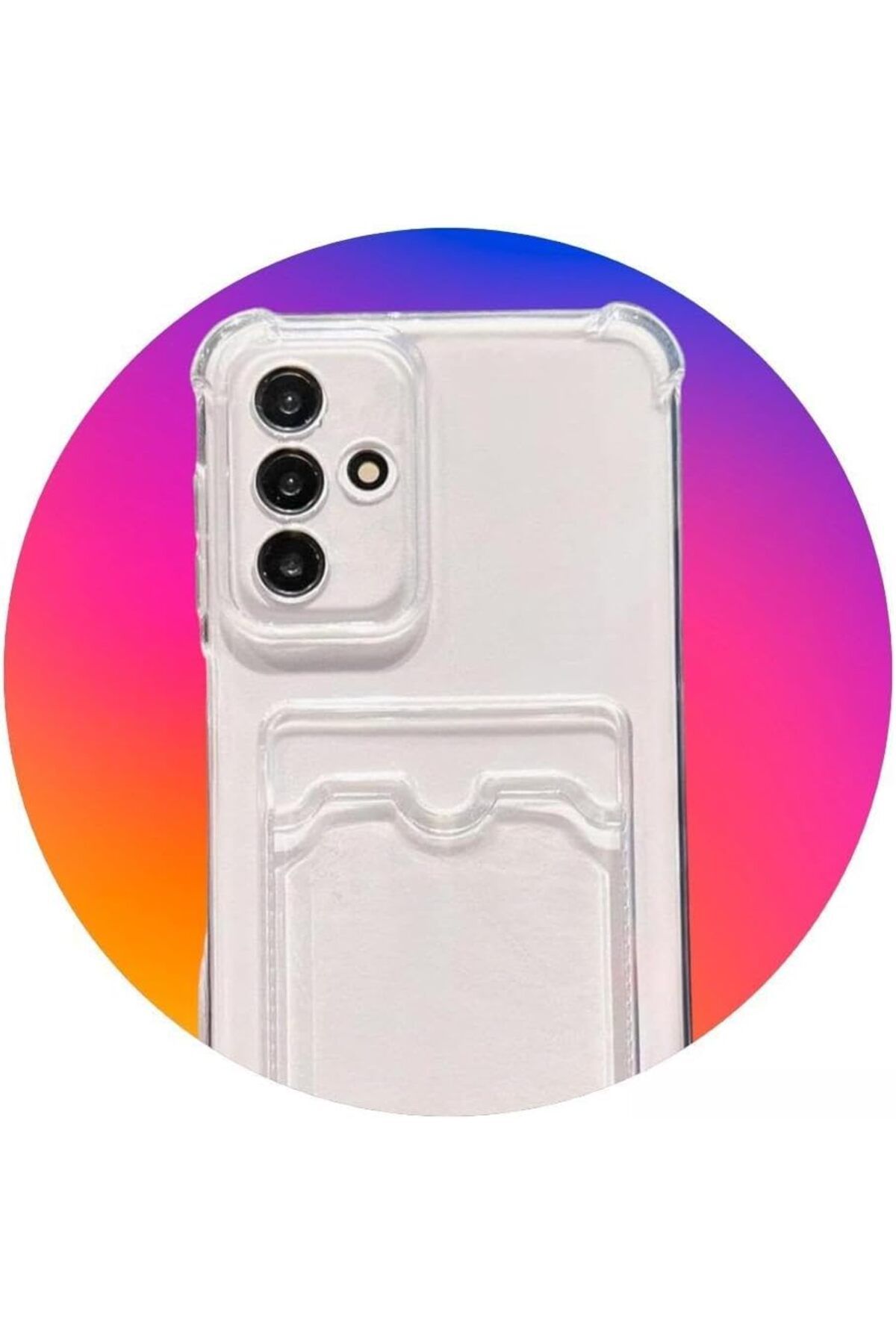 yenibagshop Galaxy S23 FE İle Uyumlu Kartlıklı, Darbeye Dayanıklı (Shockproof) Şeffaf Kılıfı