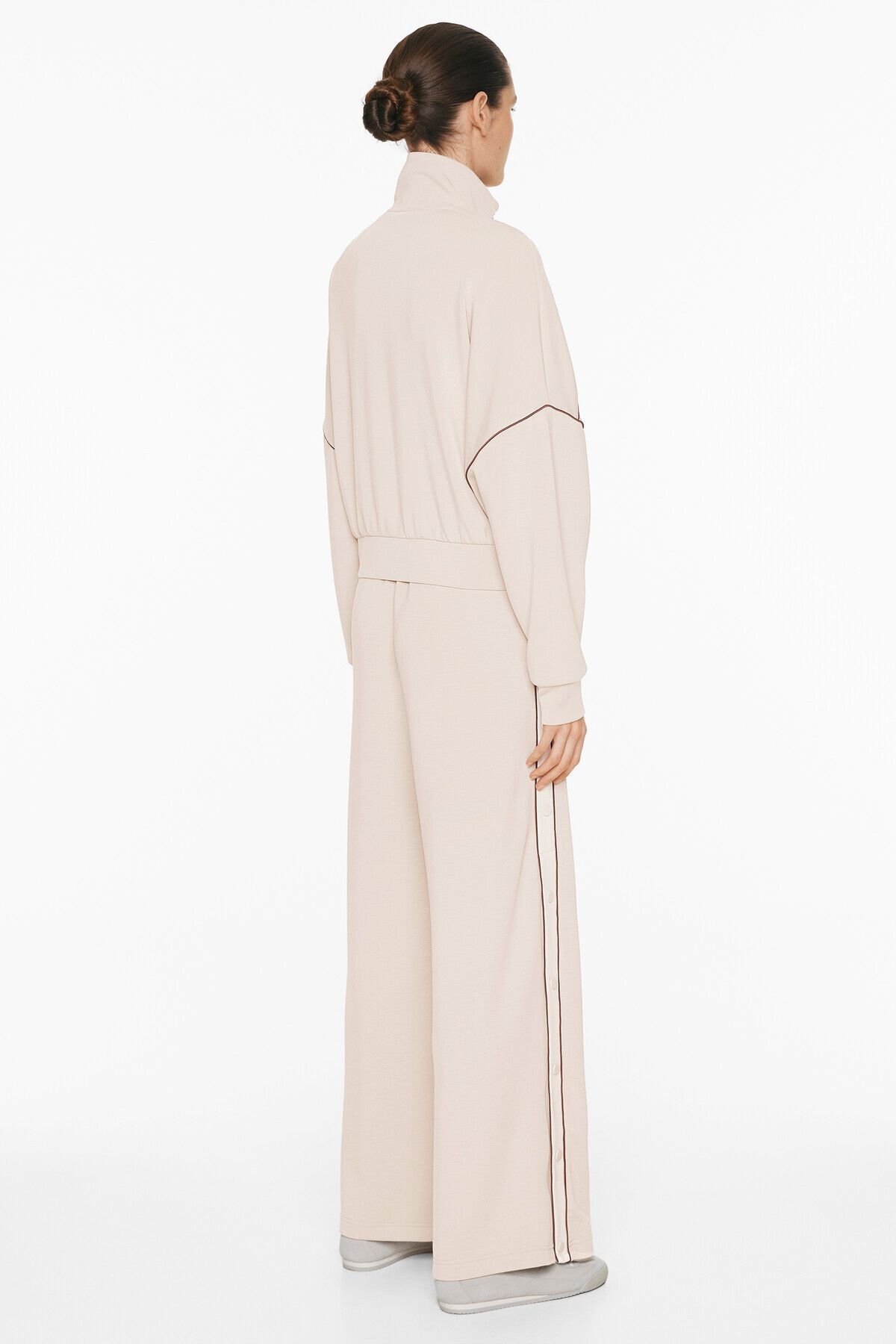 Oysho-Wide-leg trousers with soft-touch modal, piping and buttons 2