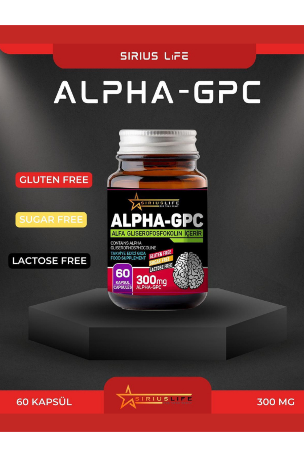 Alpha-gpc-Sirius Alpha GPC - 300 Mg 60 Capsules Glycerylphosphorylcolin 3