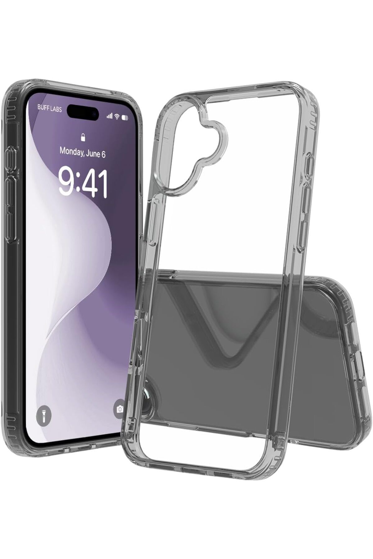 STOREMAX srhtDS LABS iPhone 16 Plus ile Uyumlu Air Hybrid Darbe Emici TPU + PC Kılıf (Smoke Black) Desing 2
