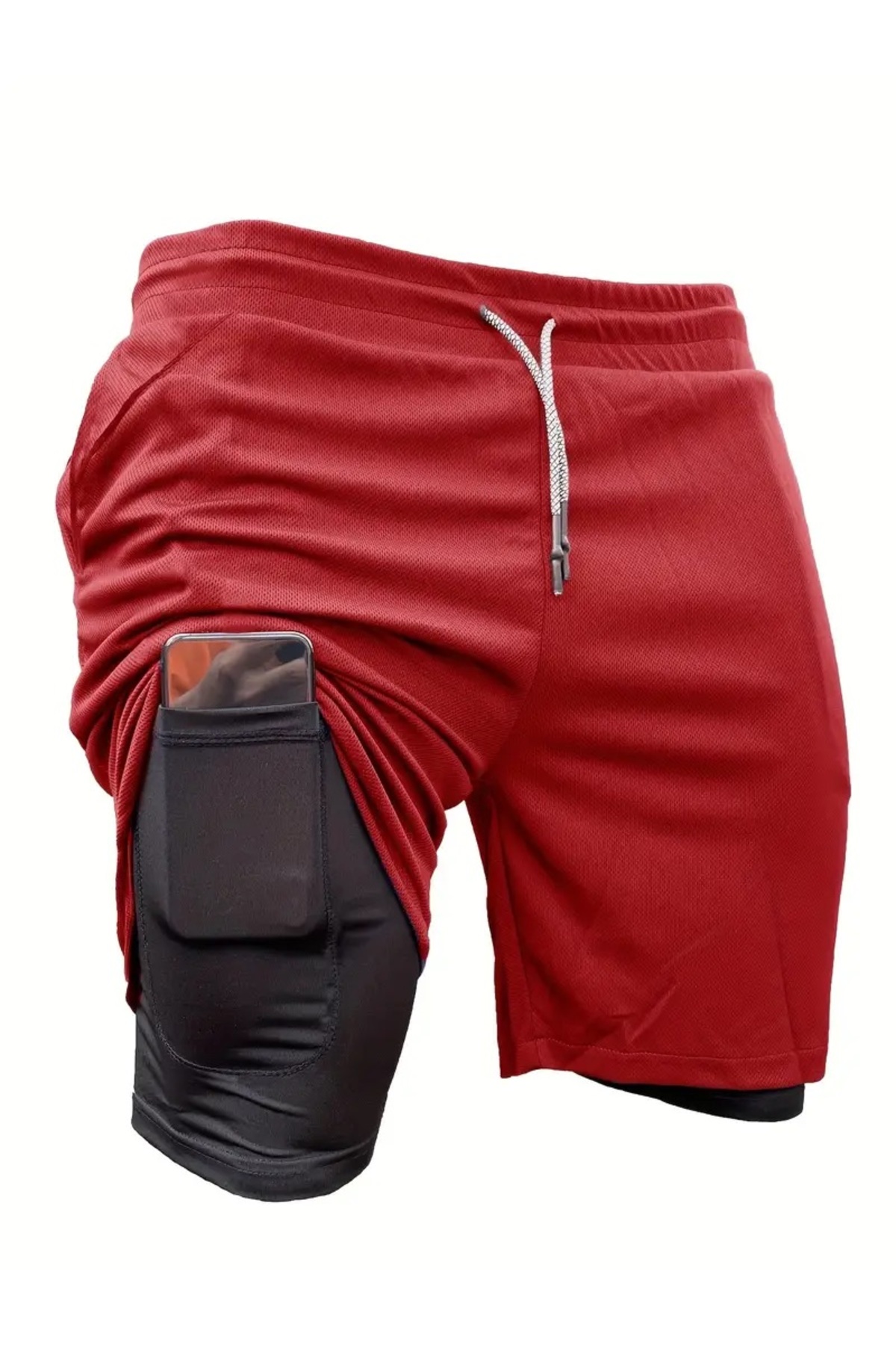 شورت رياضي رجالي سريع الجفاف قطعتين - طبقة مزدوجة،...