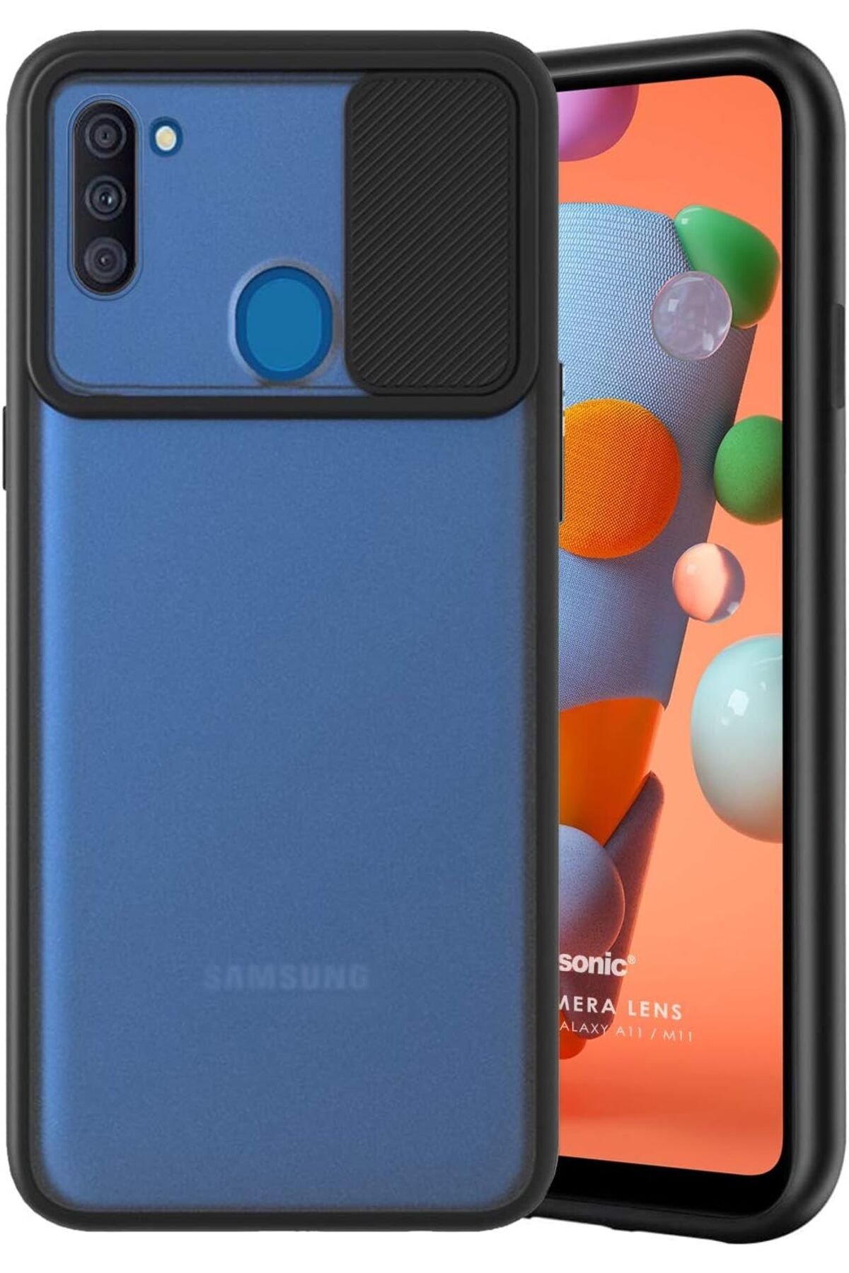 STOREMAX sellbuystore Galaxy M11 Kılıf Slide Camera Lens Protection Siyah 1053513