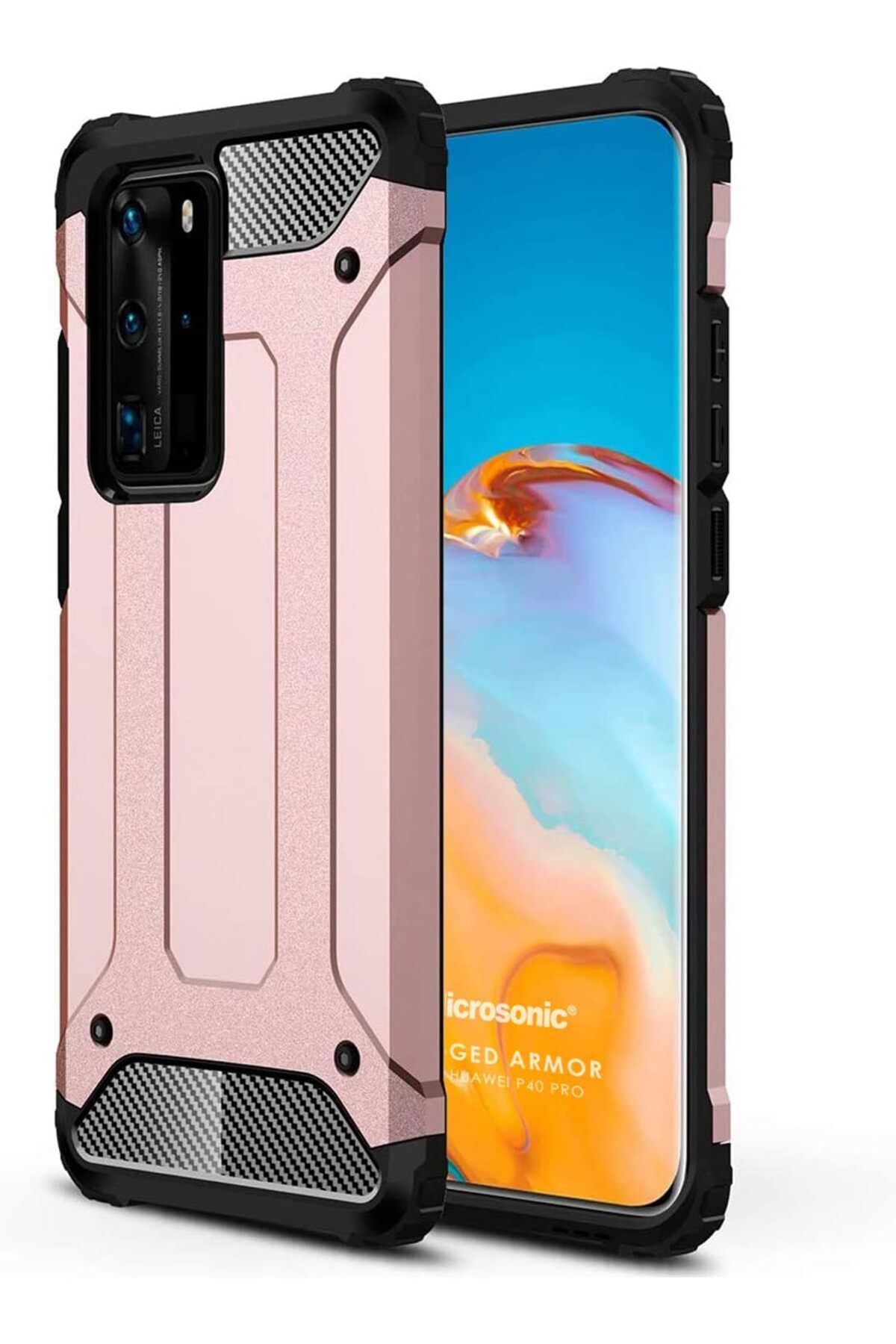 STOREMAX srhtDS P40 Pro için Kılıf Rugged Armor Rose Gold [P40 Pro ile Uyumlu Kılıf - Rose Gold] Desing