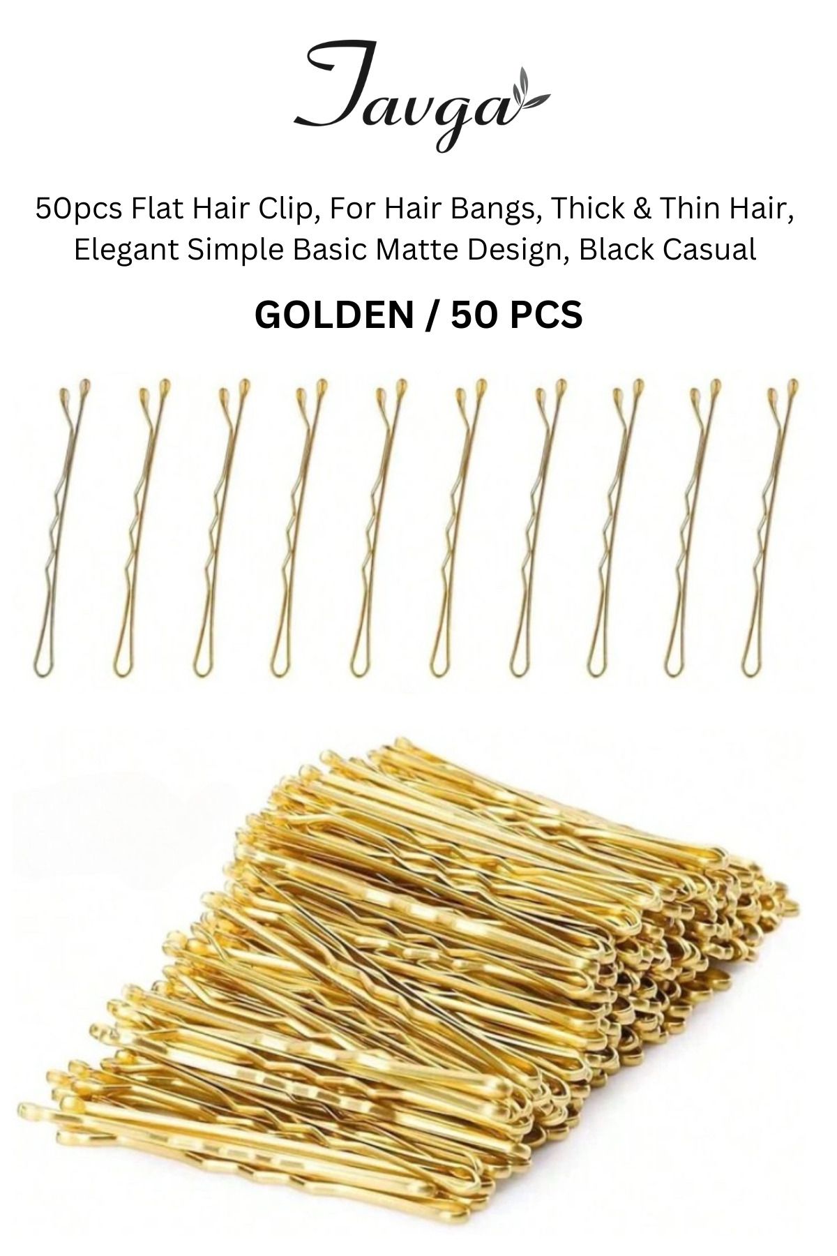 TAVGA 50 Adet Golden Bobby Pins Sarı Saç Tokası Tel Toka