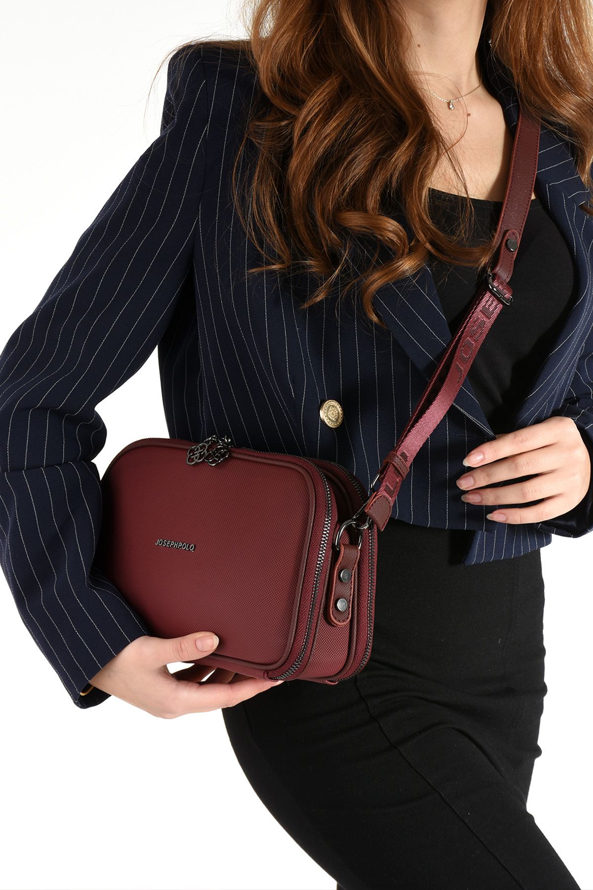 STYLE BAGS JosehPolo Elena Bordo Kadın Omuz Ve Çapraz Çantası 18x29 Ebatında