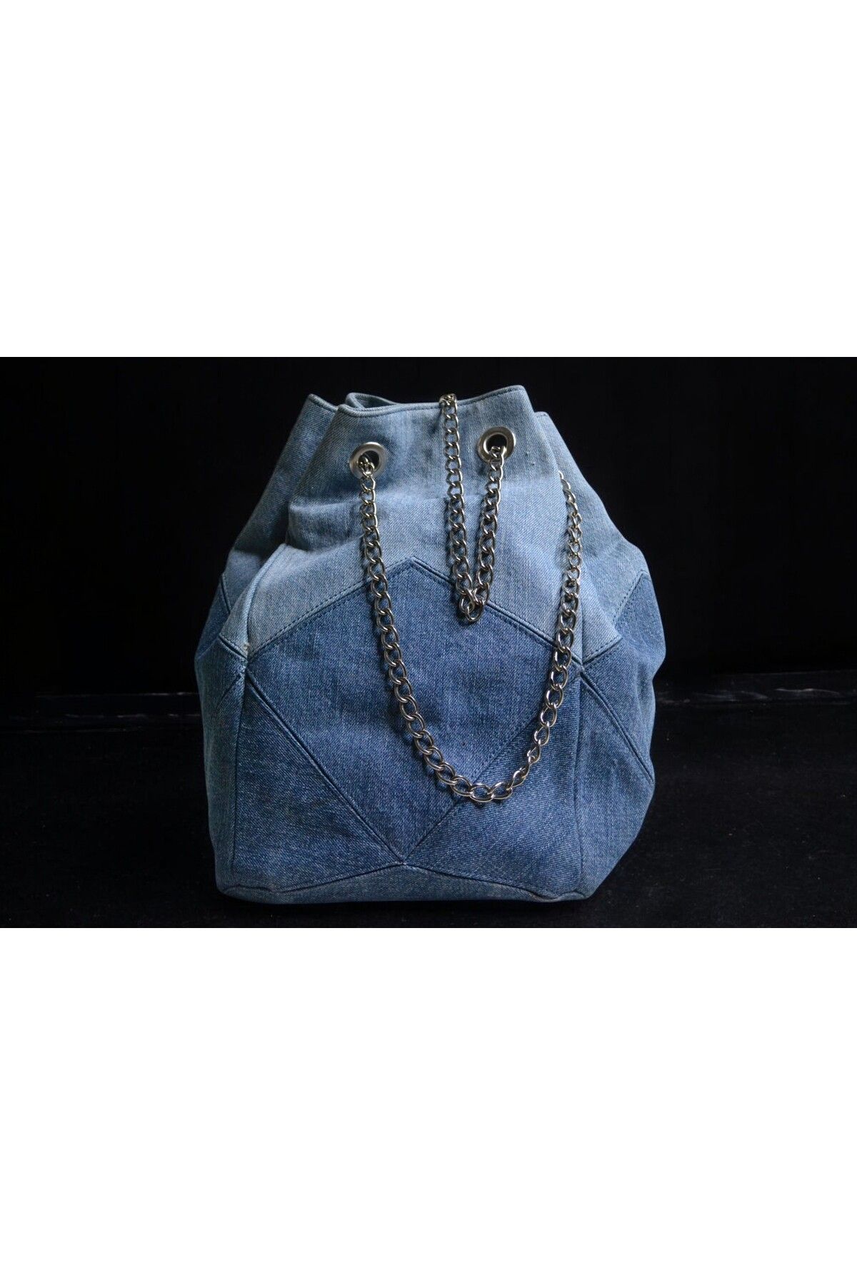 LioraDenim Metal Zincirli Denim Canta