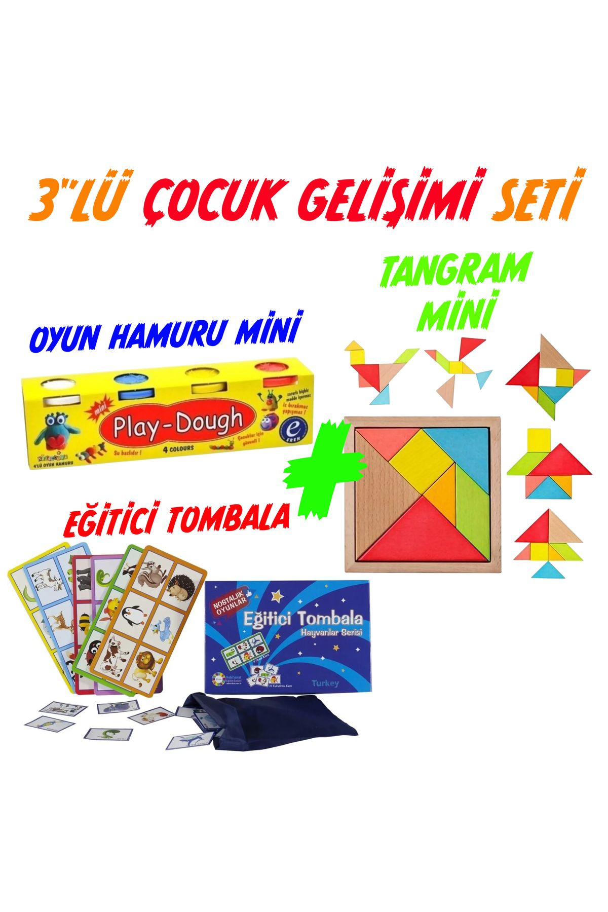 OYUNKAFASI TANGRAM-OYUN HAMURU-EĞİTİCİ TOMBALA ( 3Ü1 ARADA )