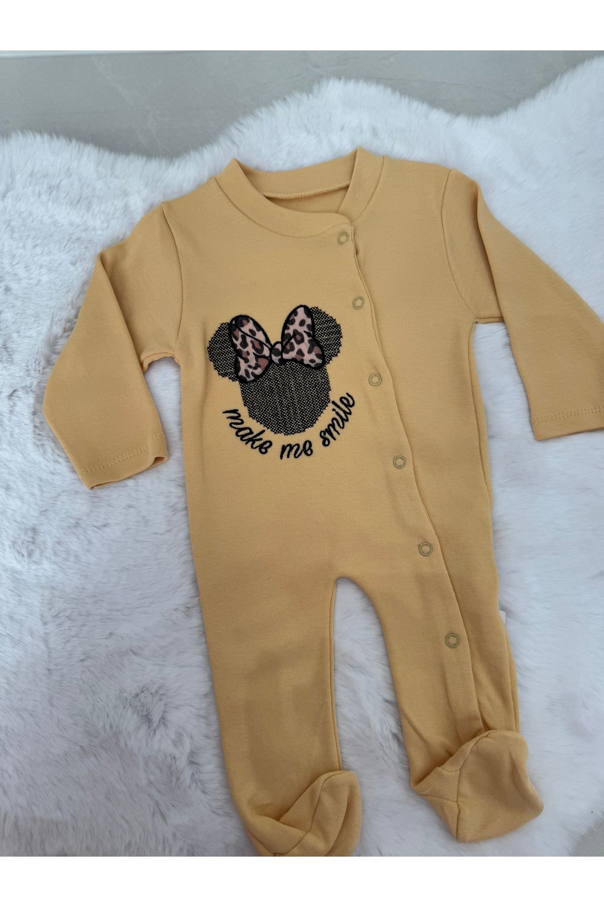 MANDALİNO BABY Kız Bebek Çıtçıtlı Bebek Tulumu