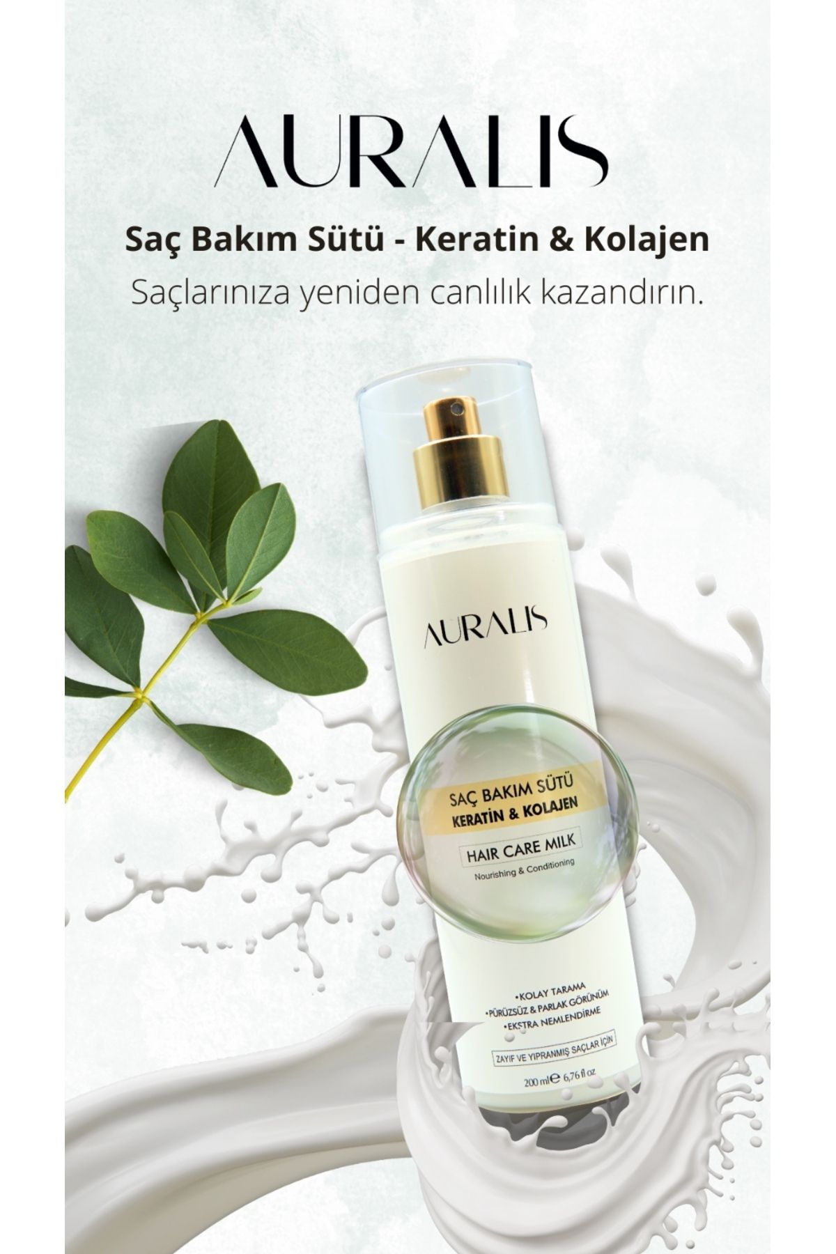 Auralis Besleyici, Güçlendirici Ve Onarıcı Saç Bakım Sütü Keratin & Kolajen 200 ml