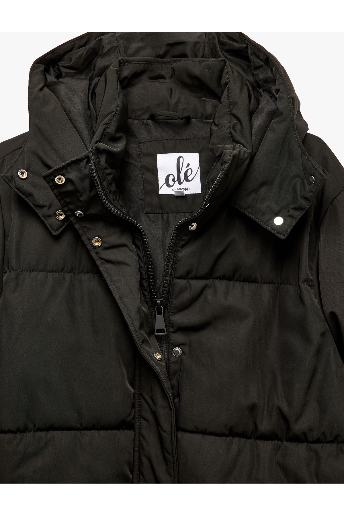 Koton-Oversize Puffer Jacket with Hooded Snap Button and Zipper 6