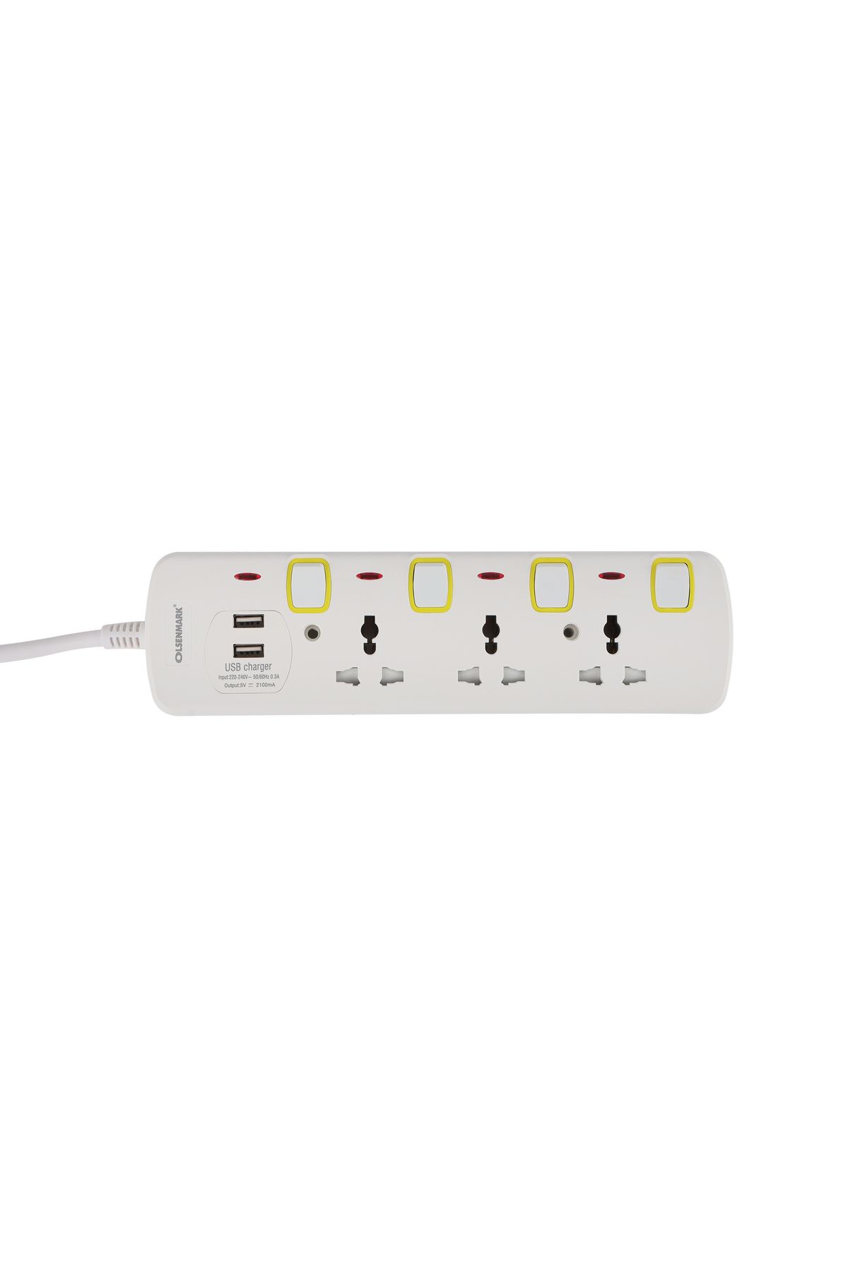 Olsenmark-3-way Extension Socket with Individual Switches- OMES1863D 3