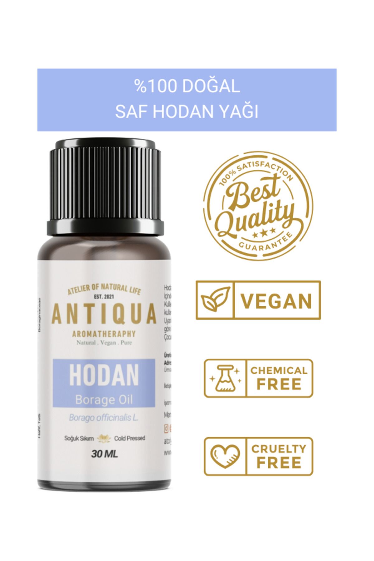 Antiqua Aromaterapi Hodan Yağı 30 Ml (Omega Yağ Asitlerinden Zengin) %100 Doğal ve Saf