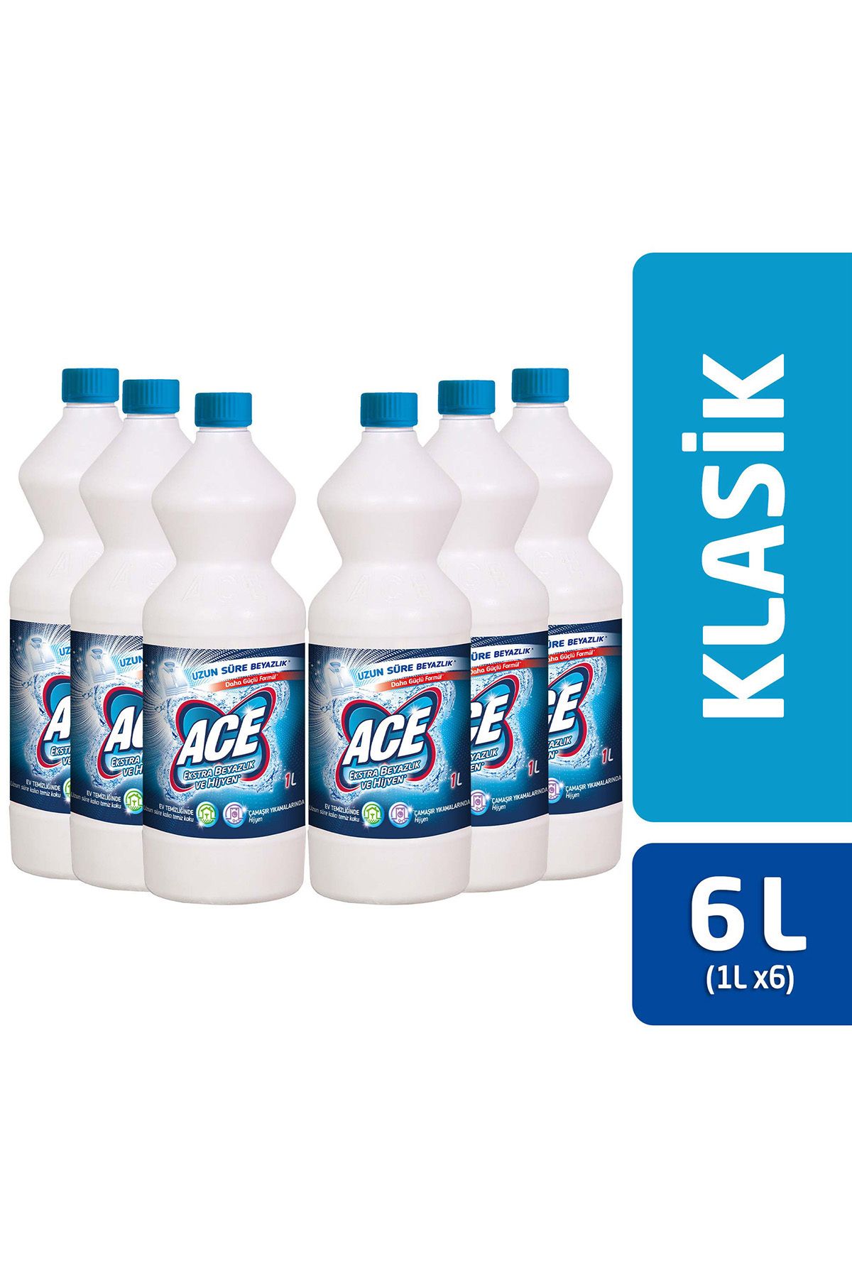 ACE ÇAMAŞIR SUYU KLASİK 1 LT X6 AVANTAJ PAKET