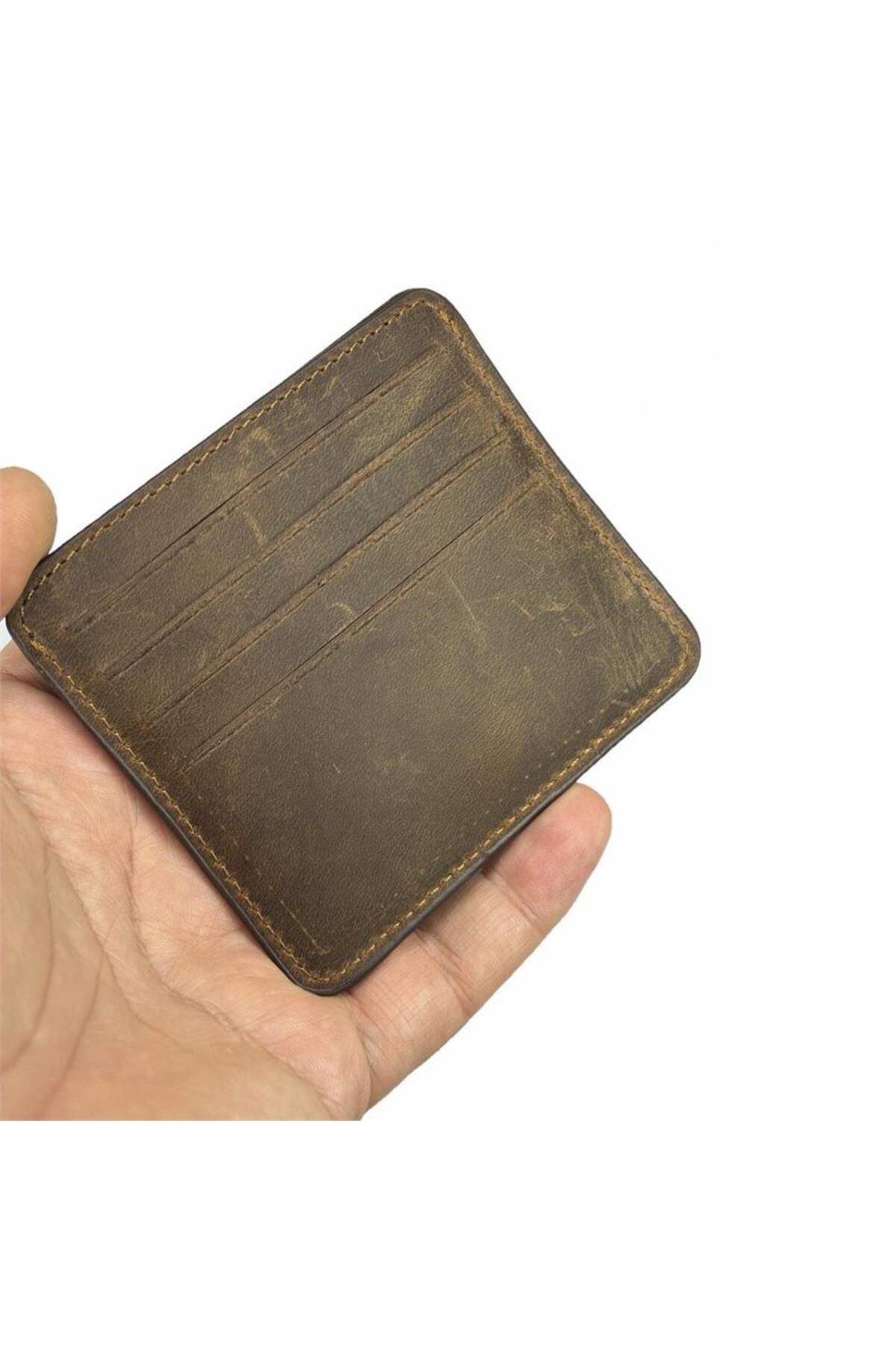 DİGA-8 Compartment Genuine Leather Card Holder - Crazy Brown 1