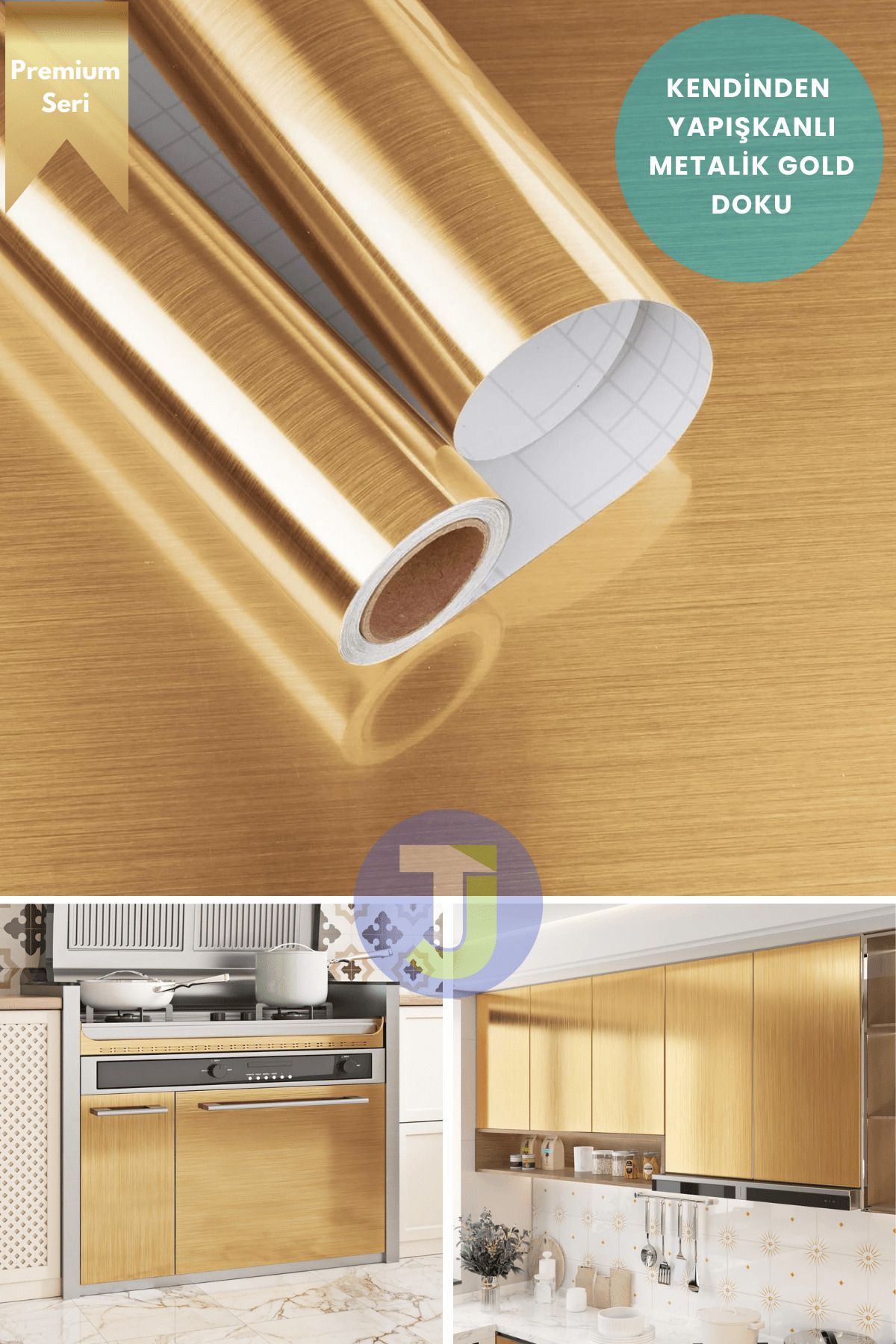 Technojet-Self-Adhesive Metallic Foil Kitchen Bathroom Countertop Wall Cabinet Table Covering 60Cmx500Cm 1