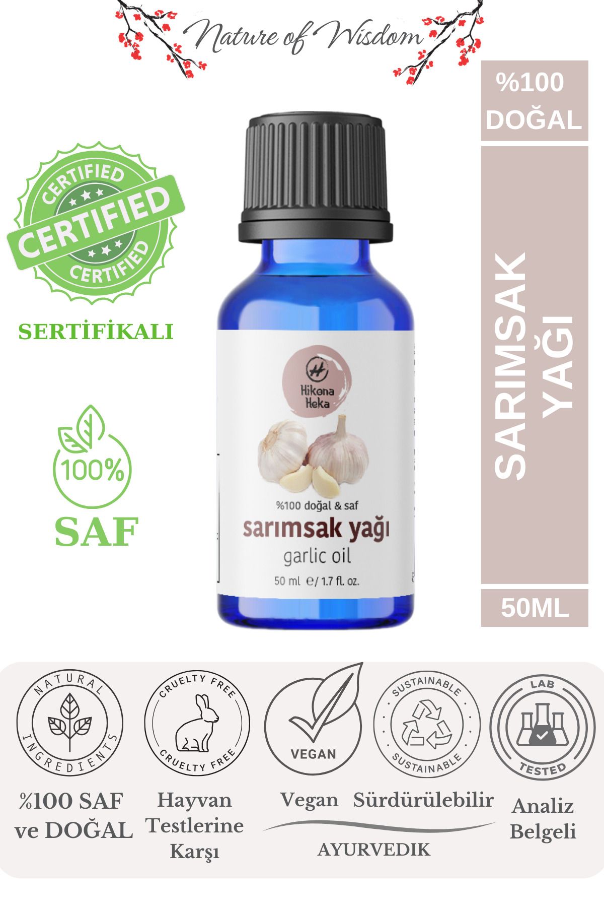 Hikona Heka Sarımsak Yağı %100 Saf Ve Doğal Soğuk Sıkım 50 ml ( Cilt Ve Saç Bakımı)