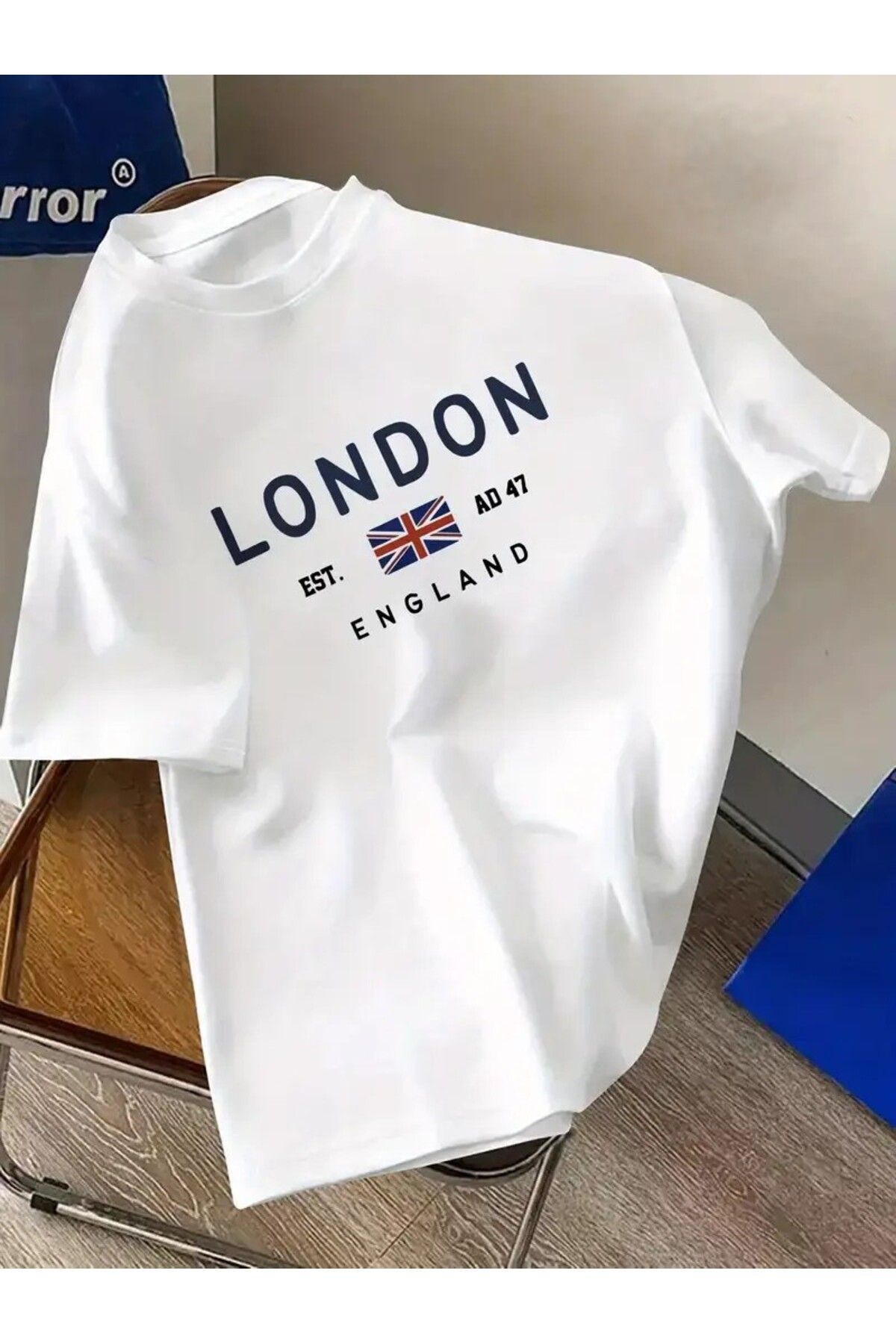 Marjill London Baskılı Beyaz Oversize T-Shirt