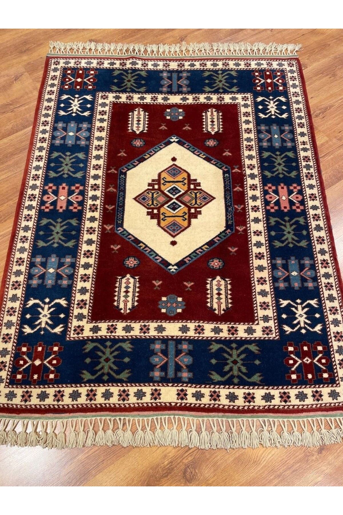 Handmade Çanakkale Yuntdağı El Dokuması Antik Yörük Halı (128x161 cm)