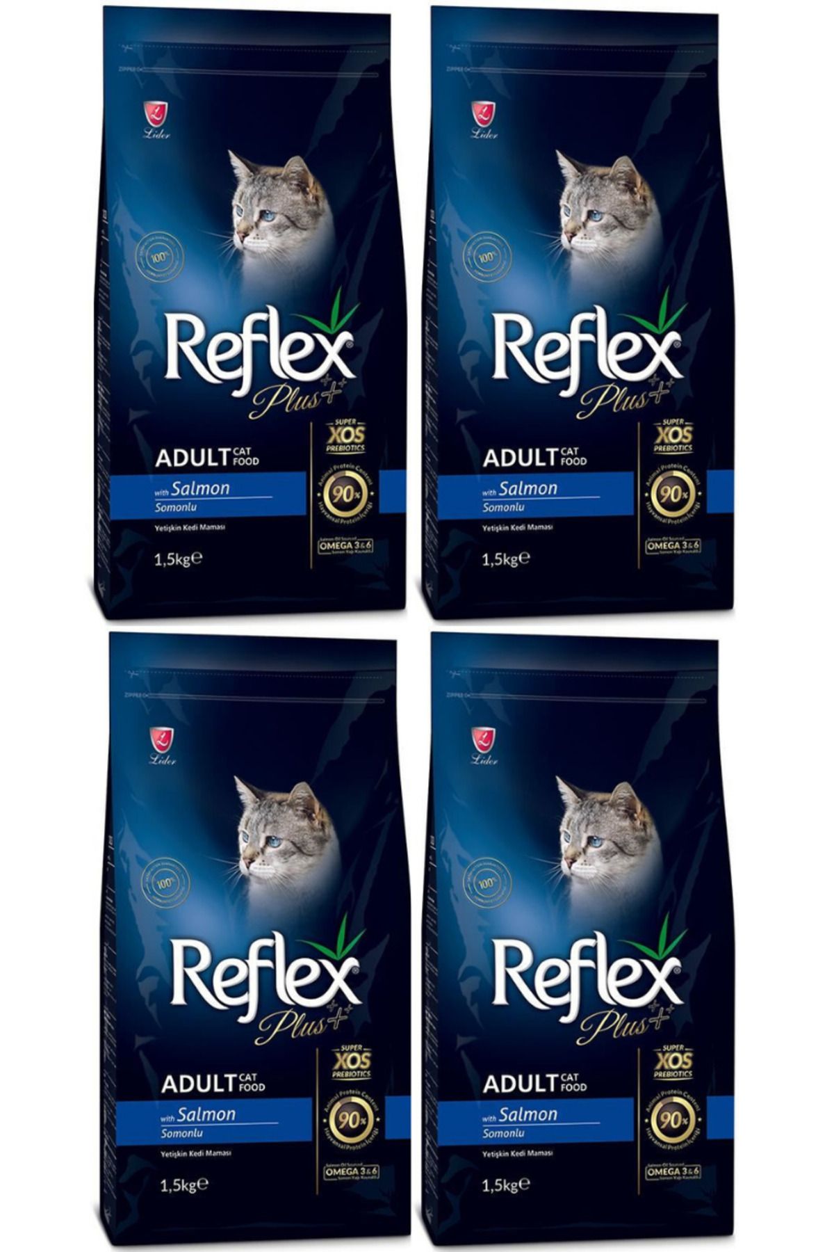 Reflex Plus Somonlu Yetişkin Kedi Maması 1,5kg - 4 Adet