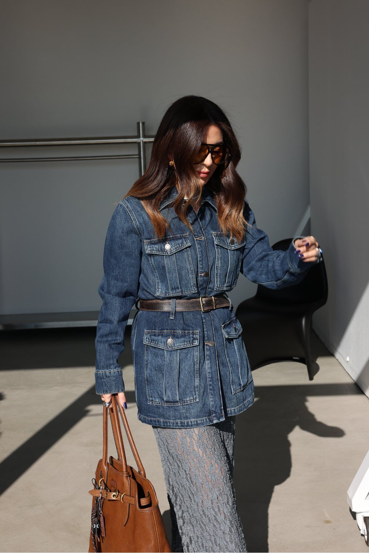 Özge Özgenç Kargo Cepli Denim Ceket