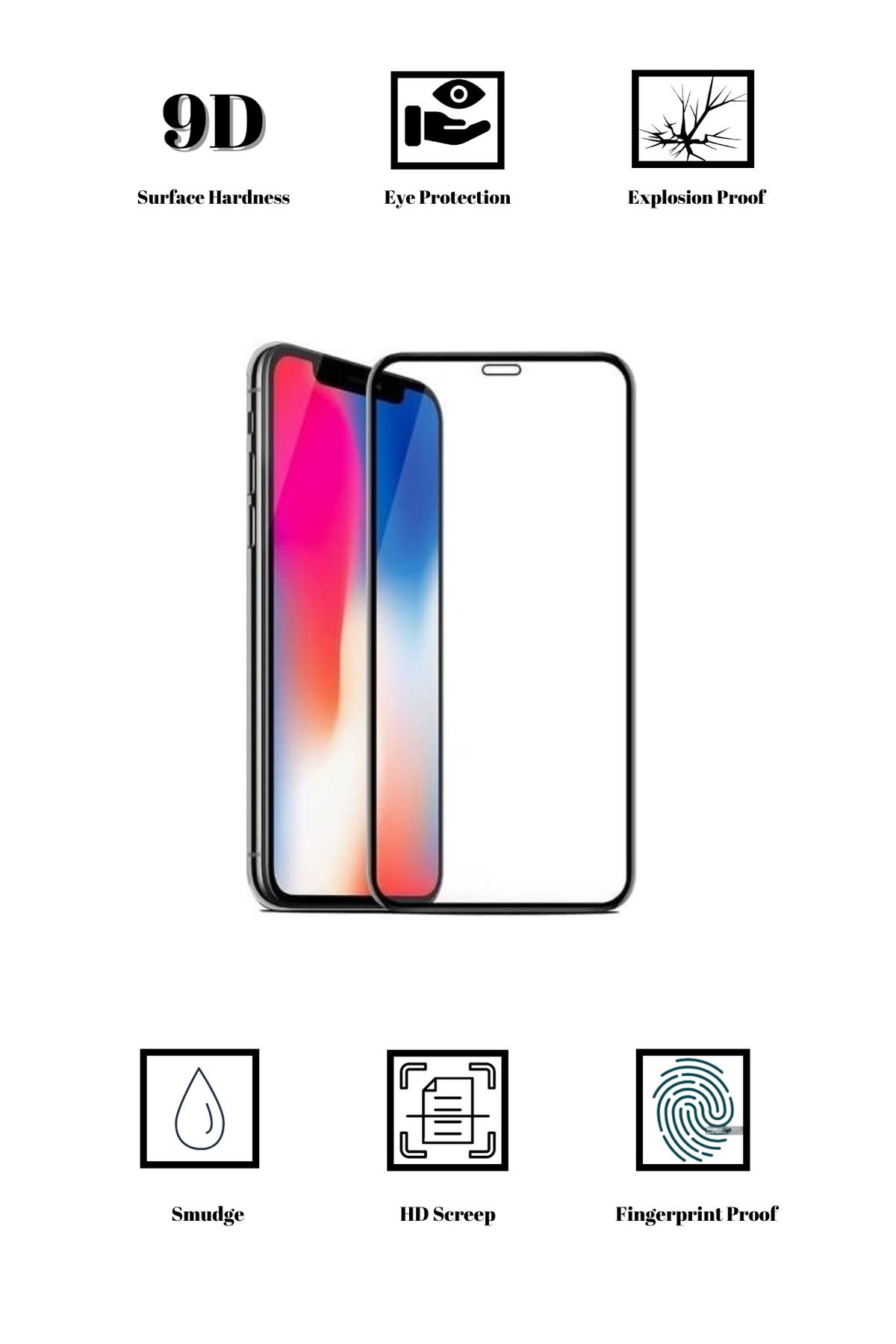 iamcase iphone 11 / XR Tam Kaplayan Antistatik 9D Glass Cam Ekran Koruyucu