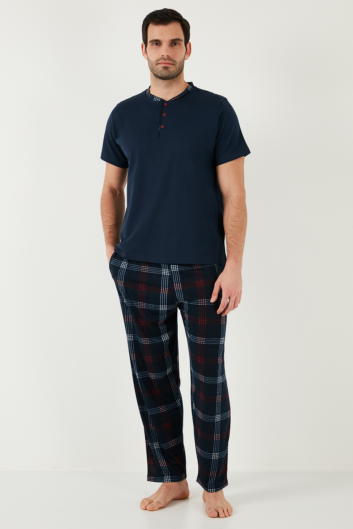 Buratti Ekoseli Pamuklu Regular Fit Kısa Kollu Pijama Takımı Erkek Pijama Takımı 60961007 görsel 2