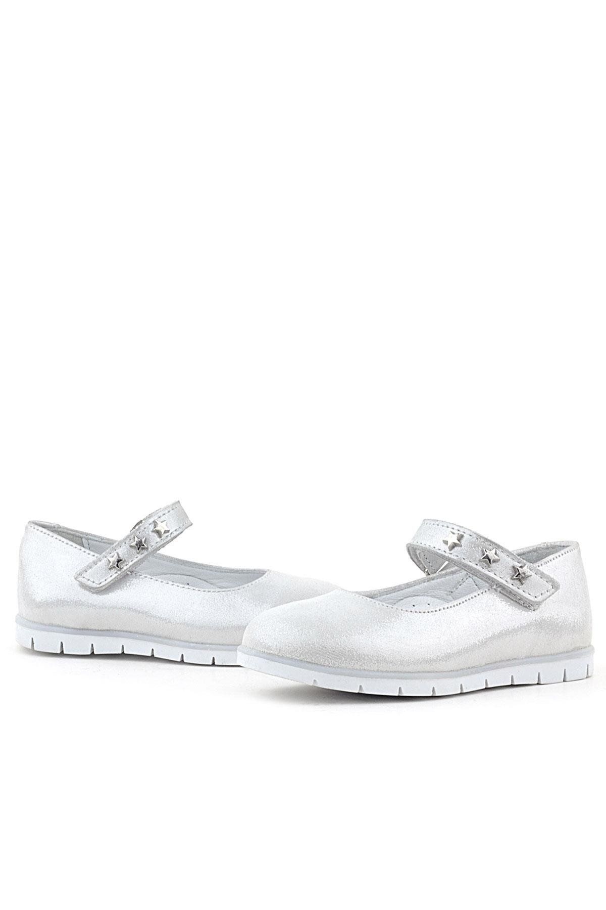 Rakerplus-Genuine Leather Silver Star Velcro Girls' Ballerinas 6
