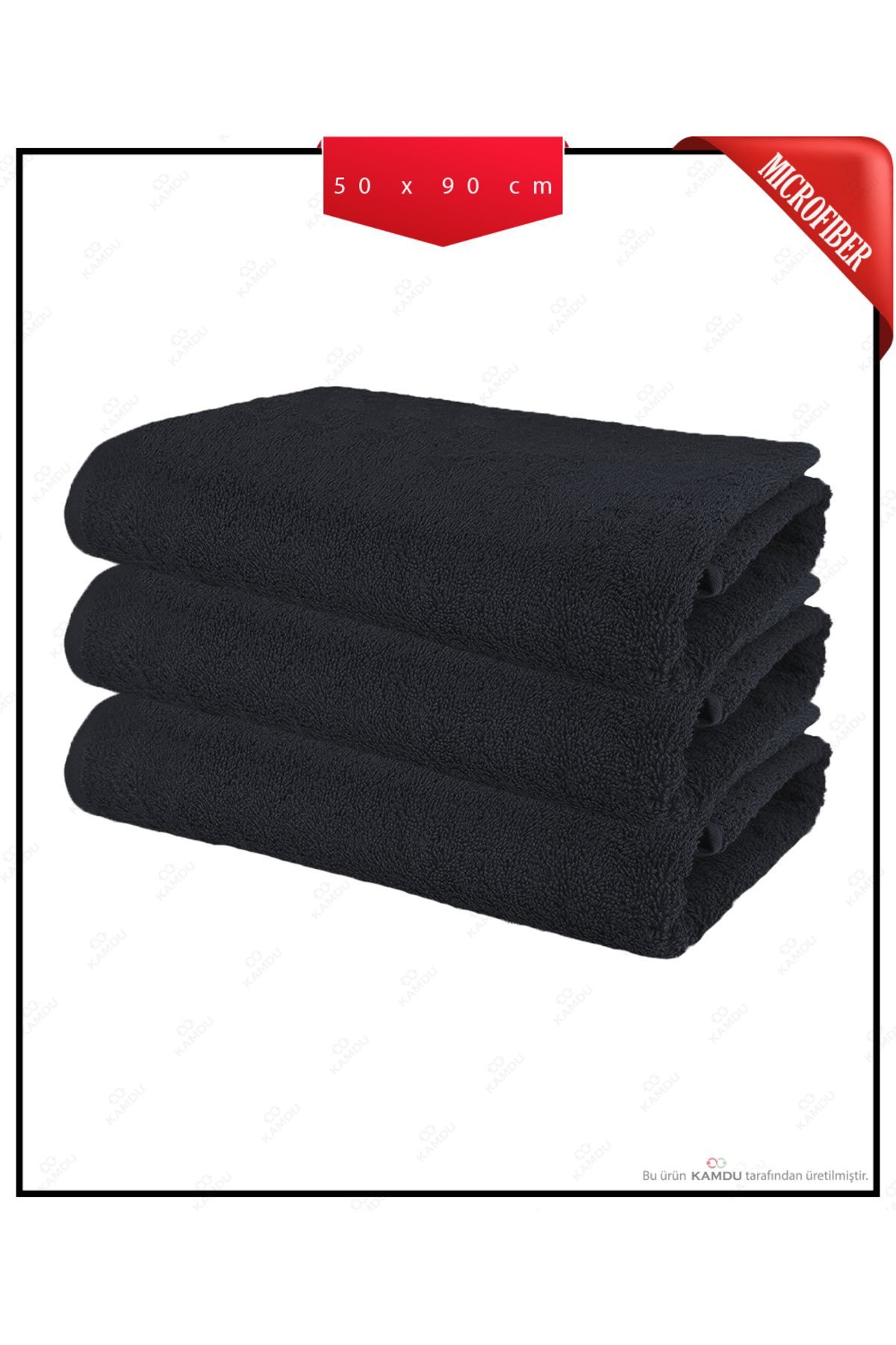 Kamdu 3 Adet 50 x 90 cm Mikrofiber Kuaför Havlusu, Berber Havlusu, Spor Havlusu, Fitness Havlusu