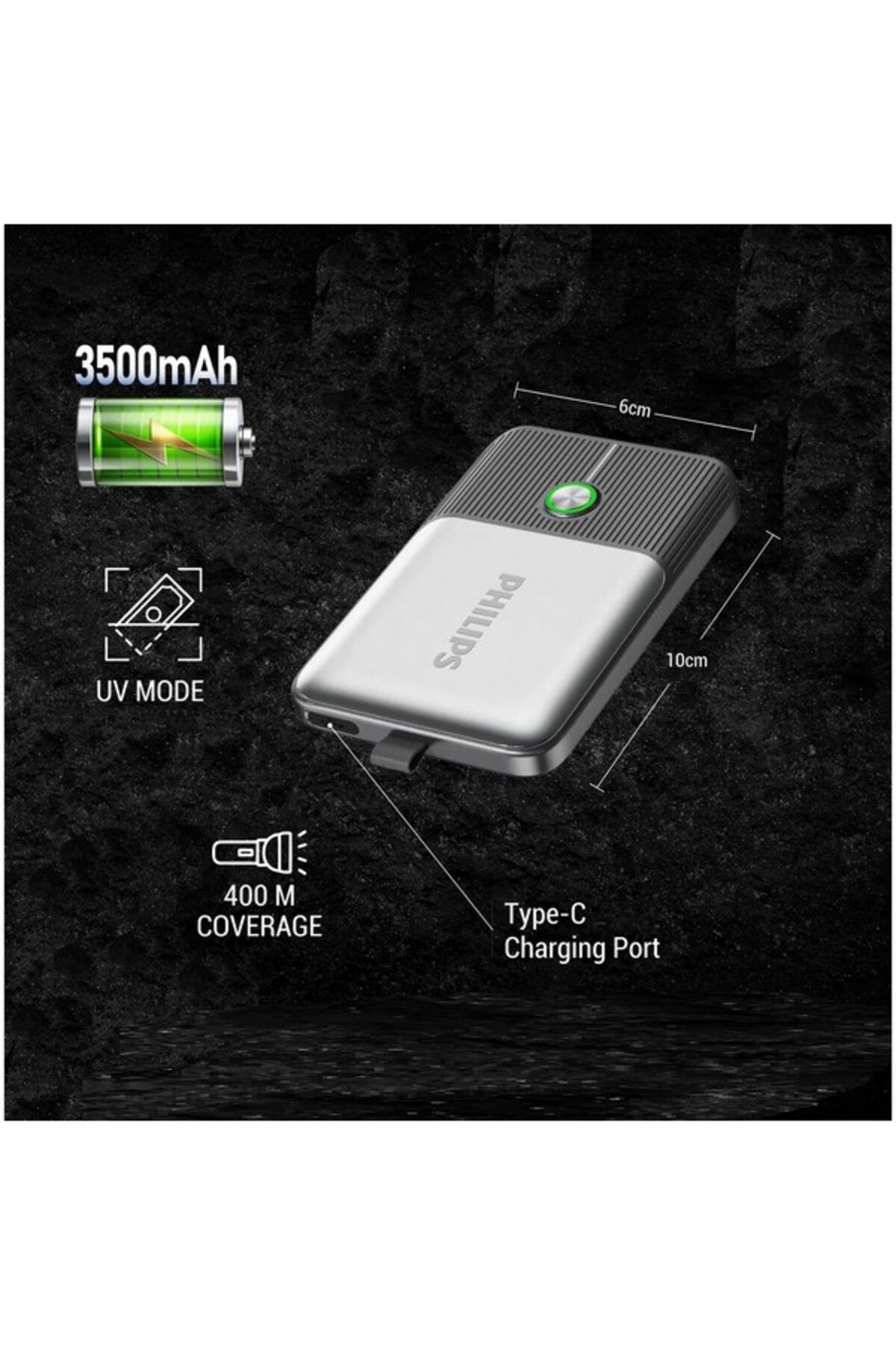 Philips-350 Lumens ABS Multi-Functional Rechargeable Pocket Flashlight 1.4 x 5.9 x 10.2 cm 4